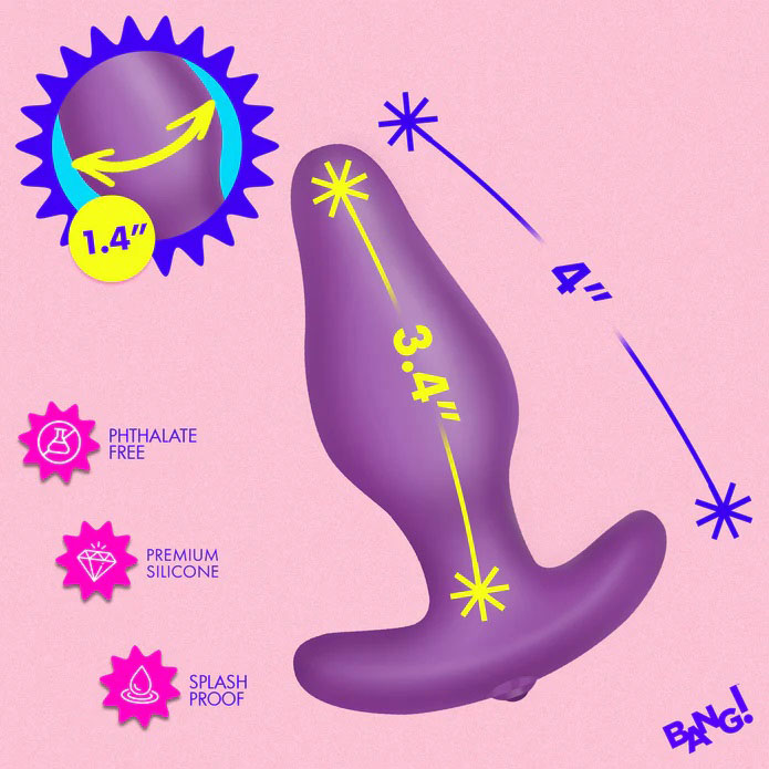 Vibrating Silicone Butt Plug With Digital Remote Purple