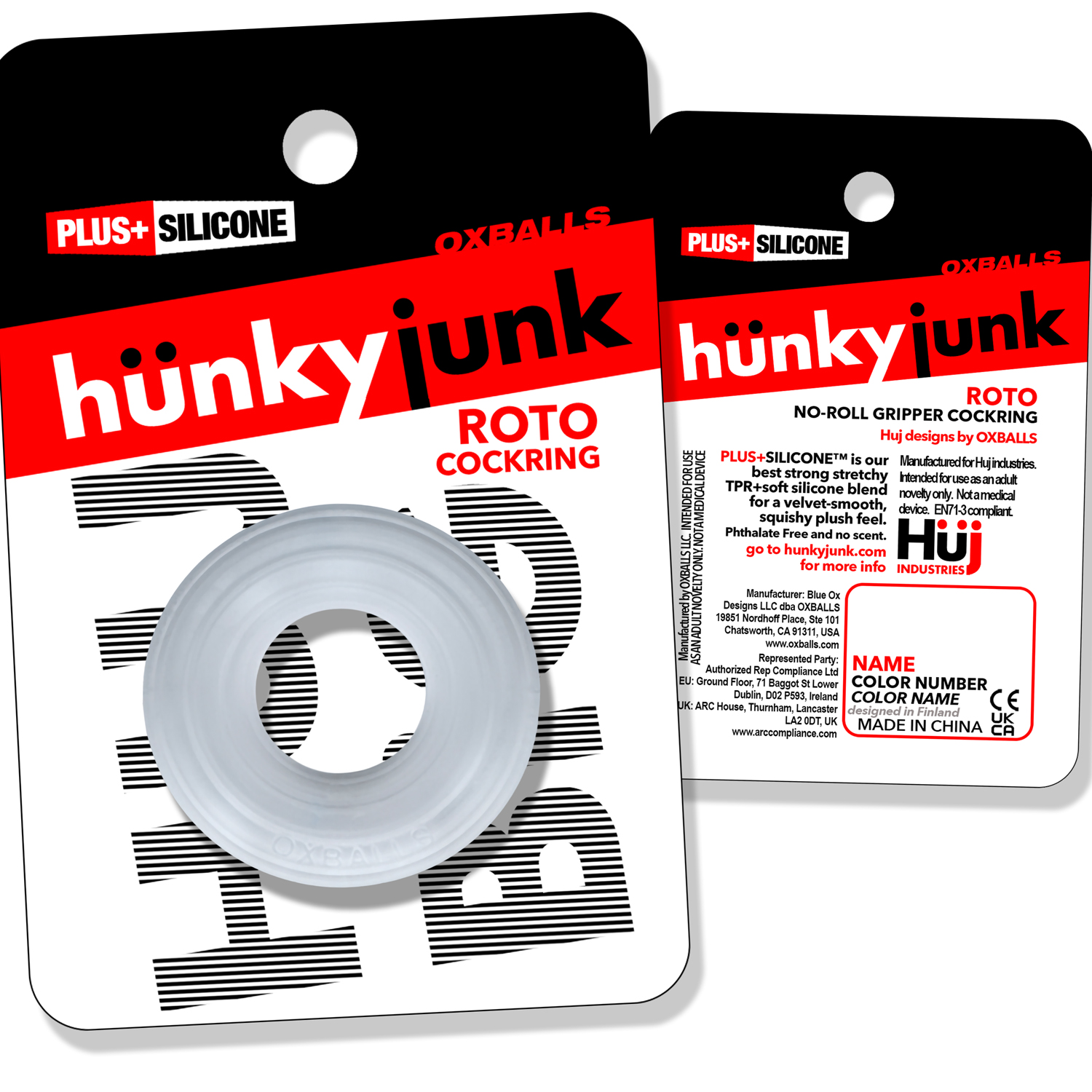 Roto Grooved Gripper Ribbed Cockring Clear Steam