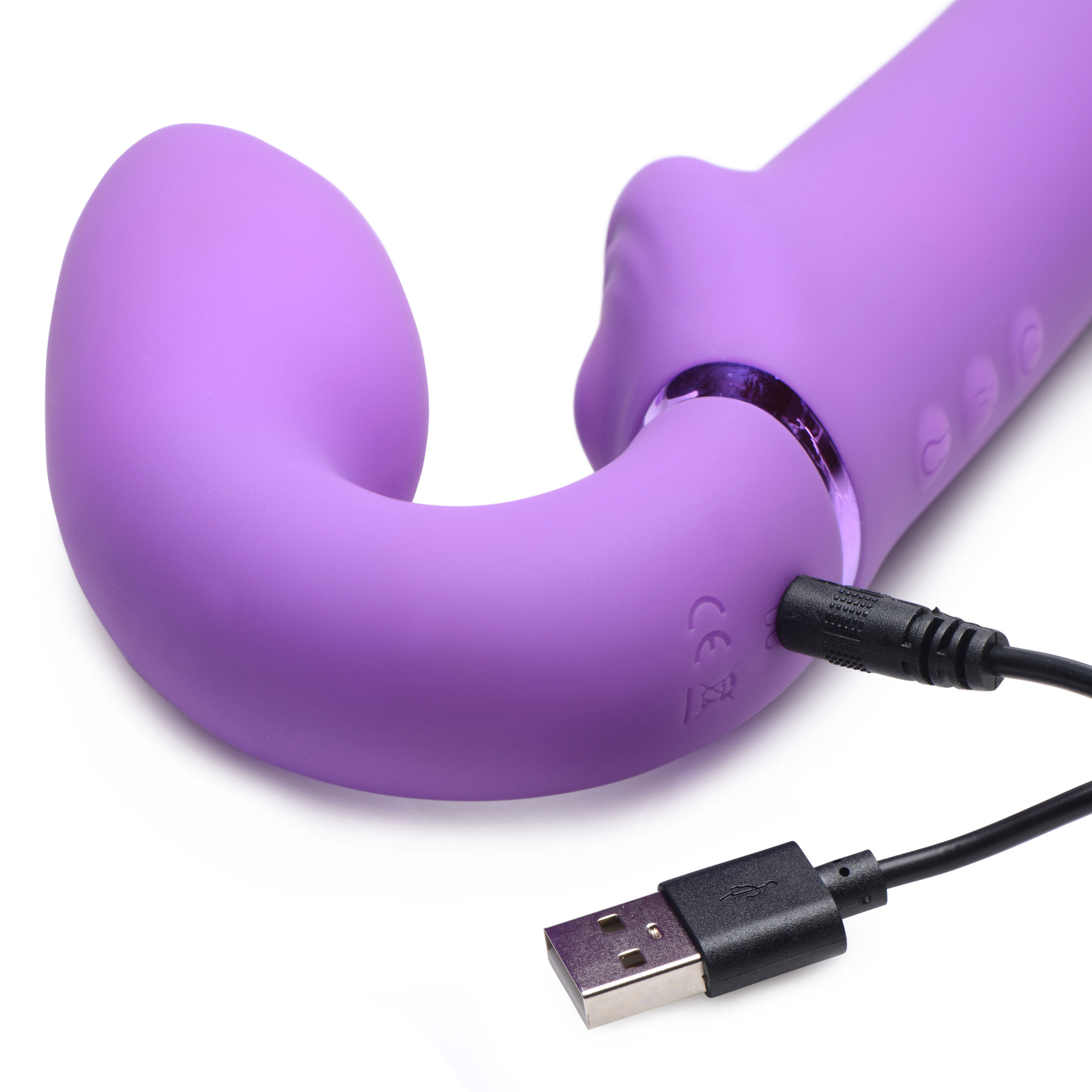 x ergo  fit g pulse inflatable and vibrating  strapless strap  on purple 