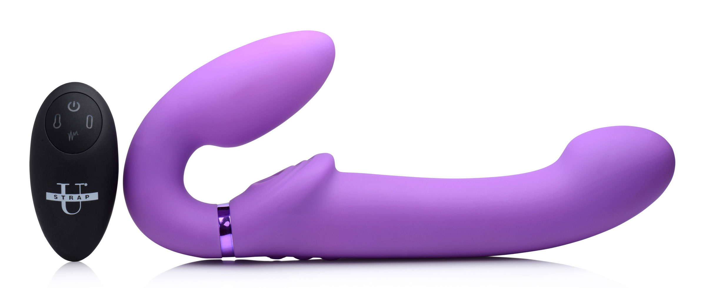 x ergo  fit g pulse inflatable and vibrating  strapless strap  on purple 