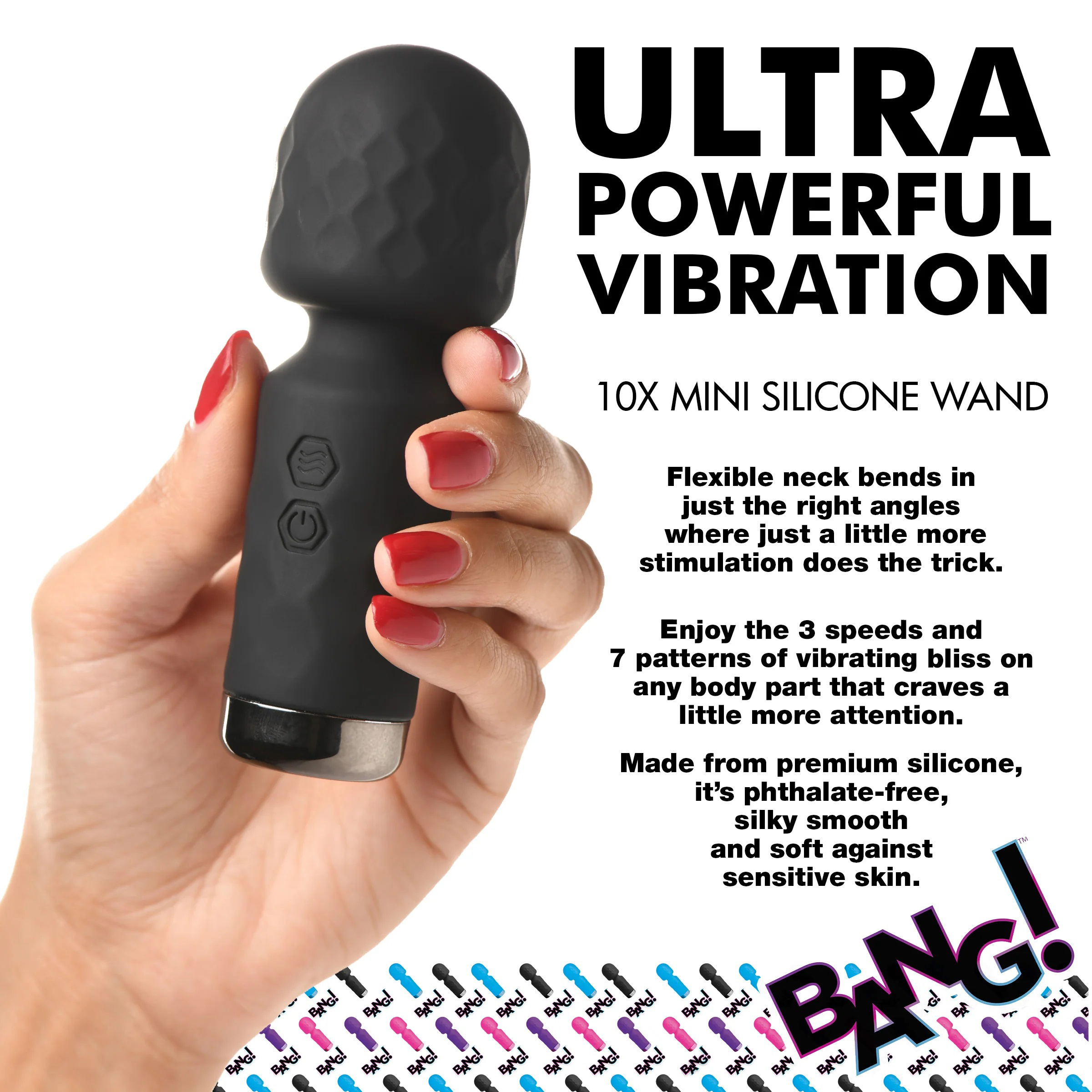 x mini silicone wand  black 