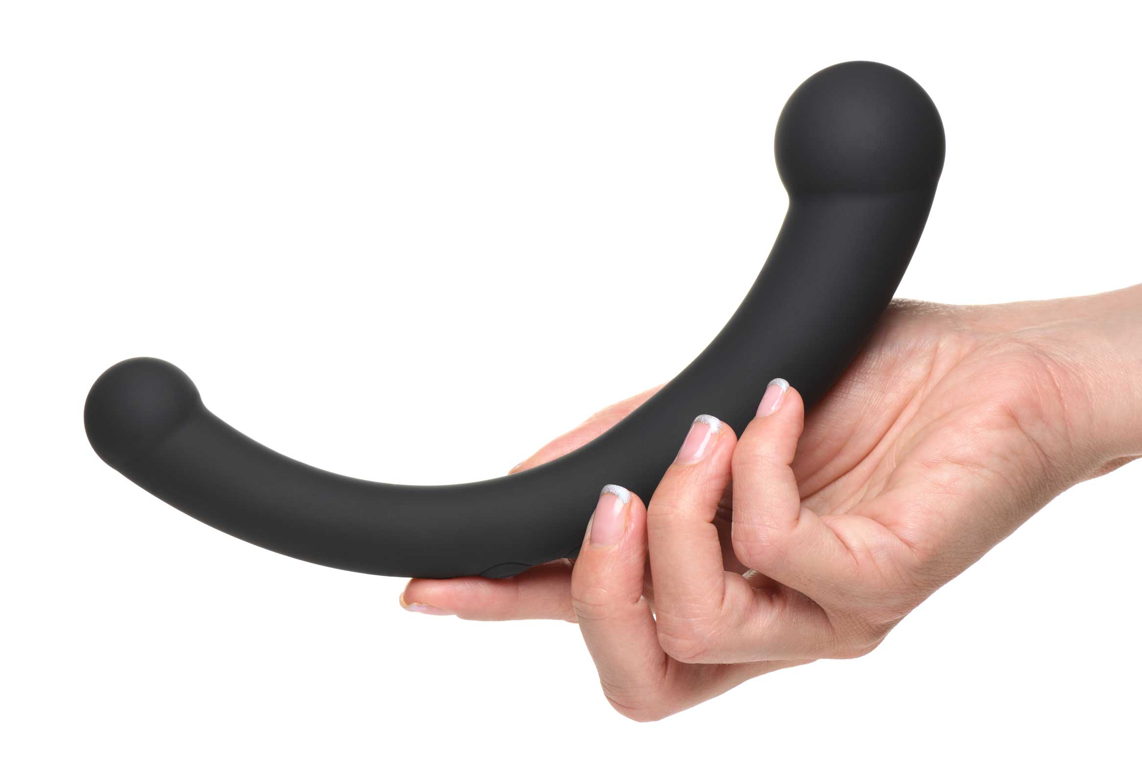 x vibra crescent silicone dual ended dildo  black 