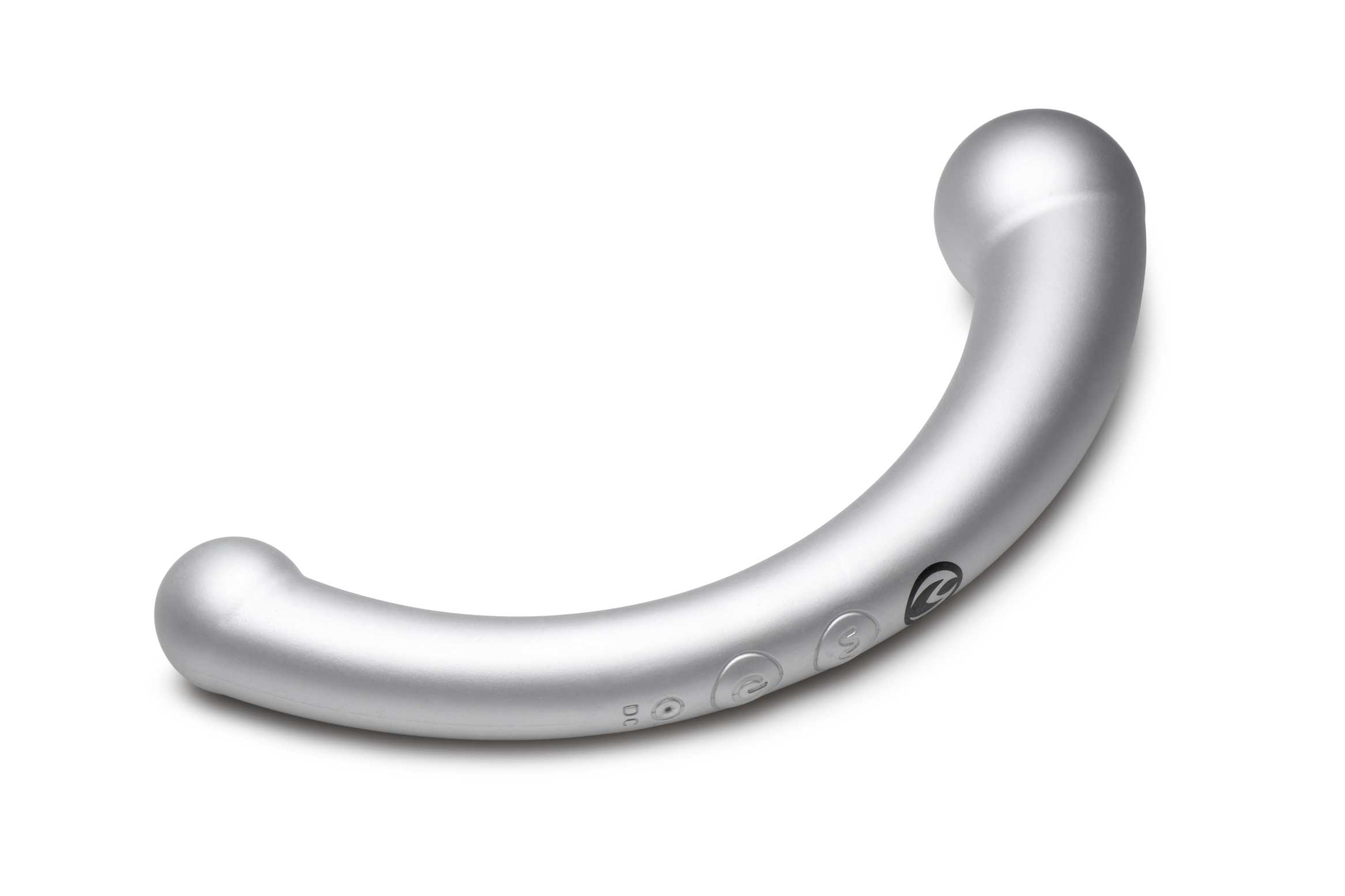 x vibra crescent silicone dual ended dildo  silver 