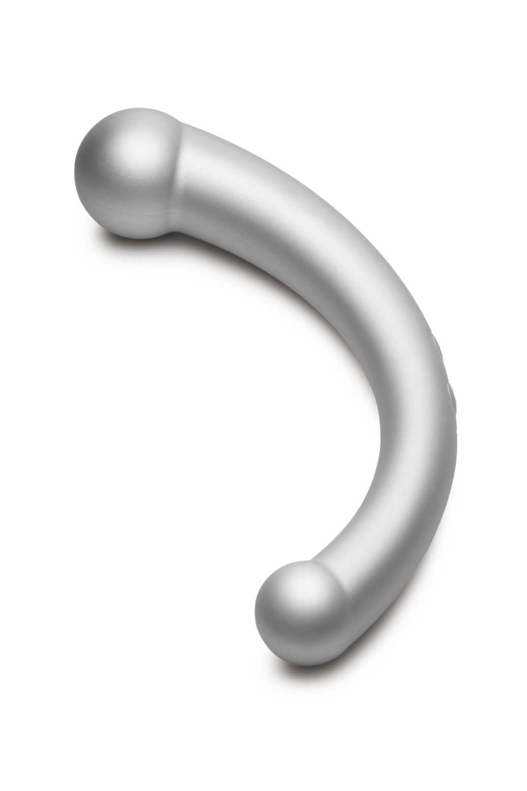 x vibra crescent silicone dual ended dildo  silver 