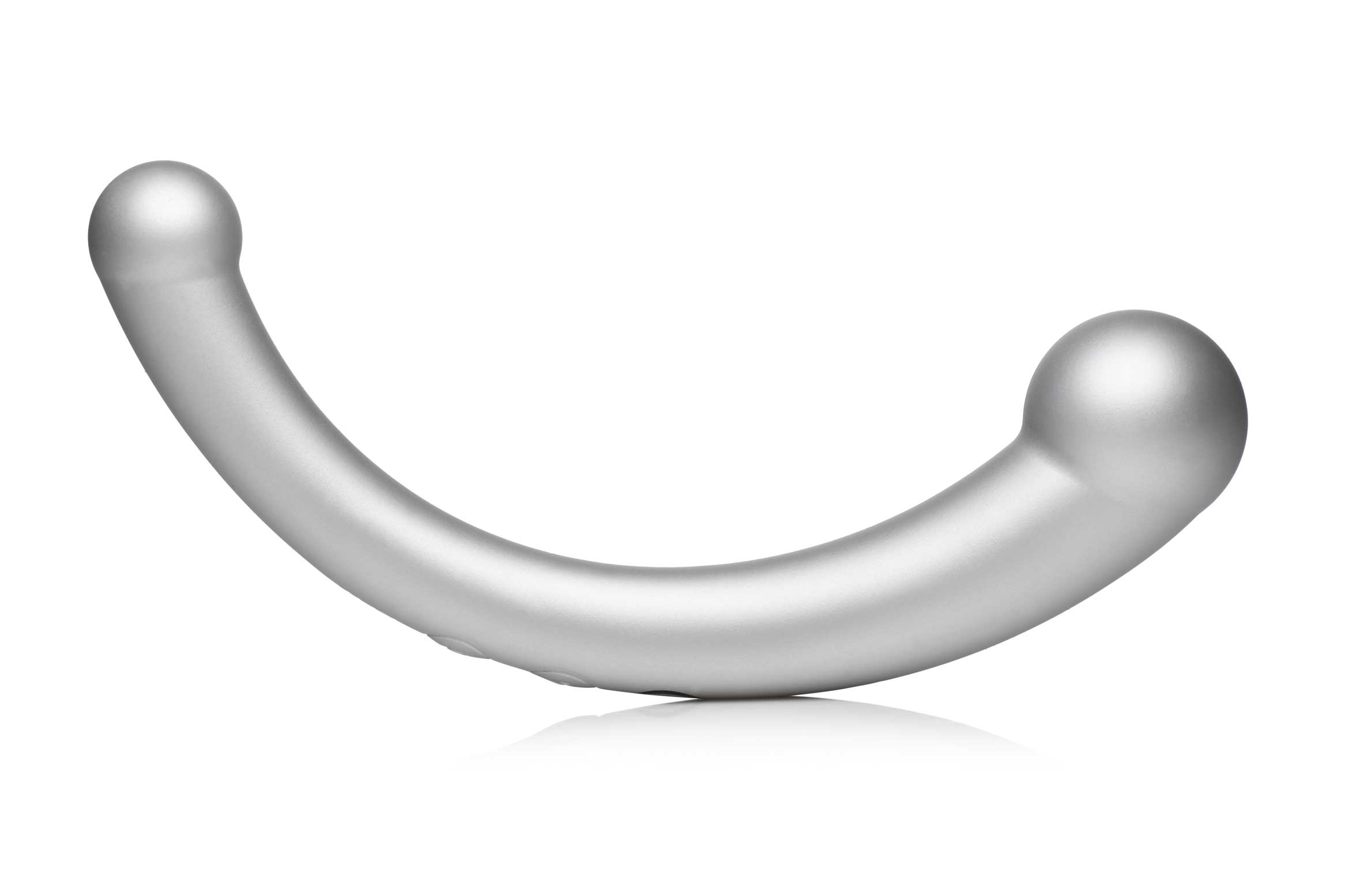 x vibra crescent silicone dual ended dildo  silver 