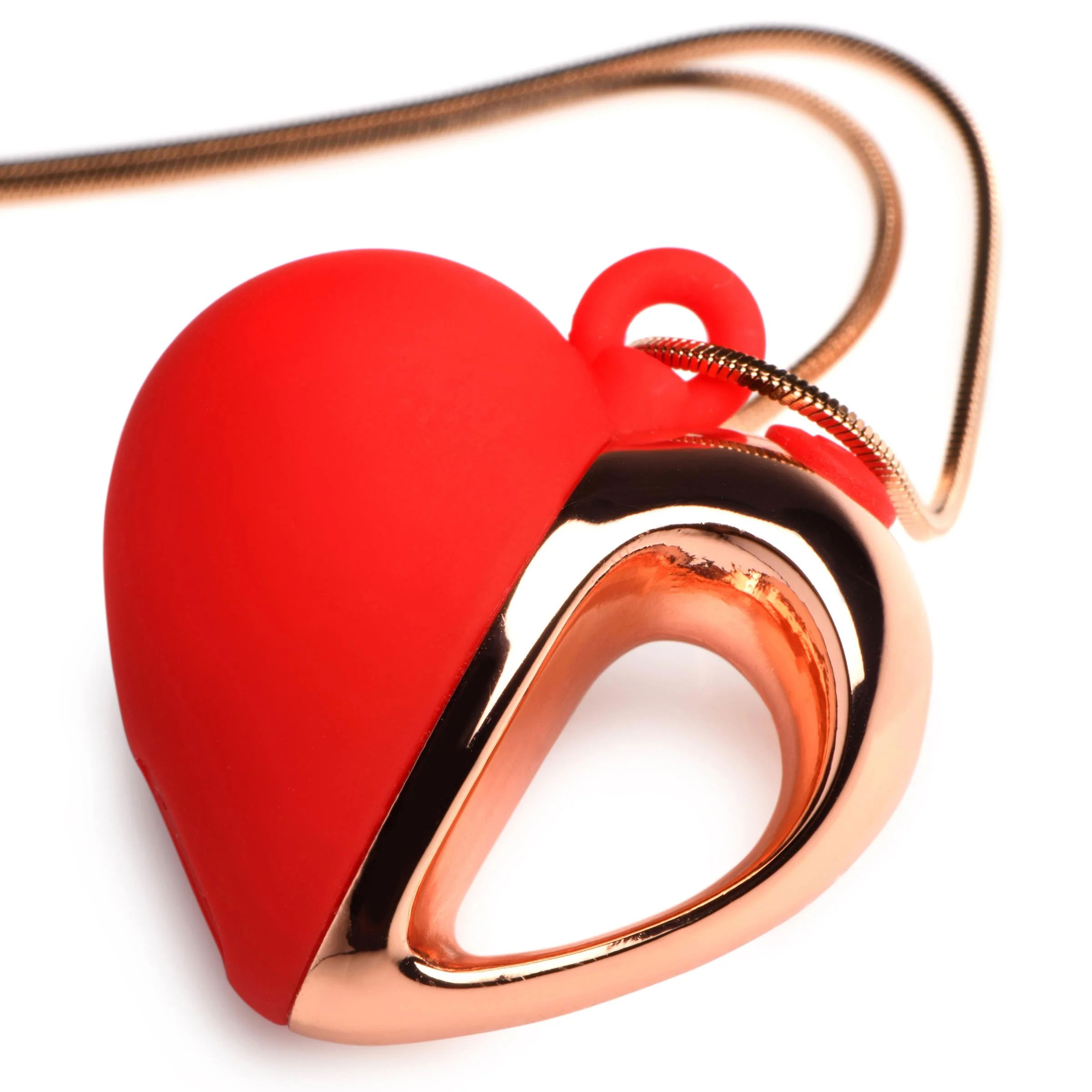 x vibrating silicone heart necklace rose gold red 