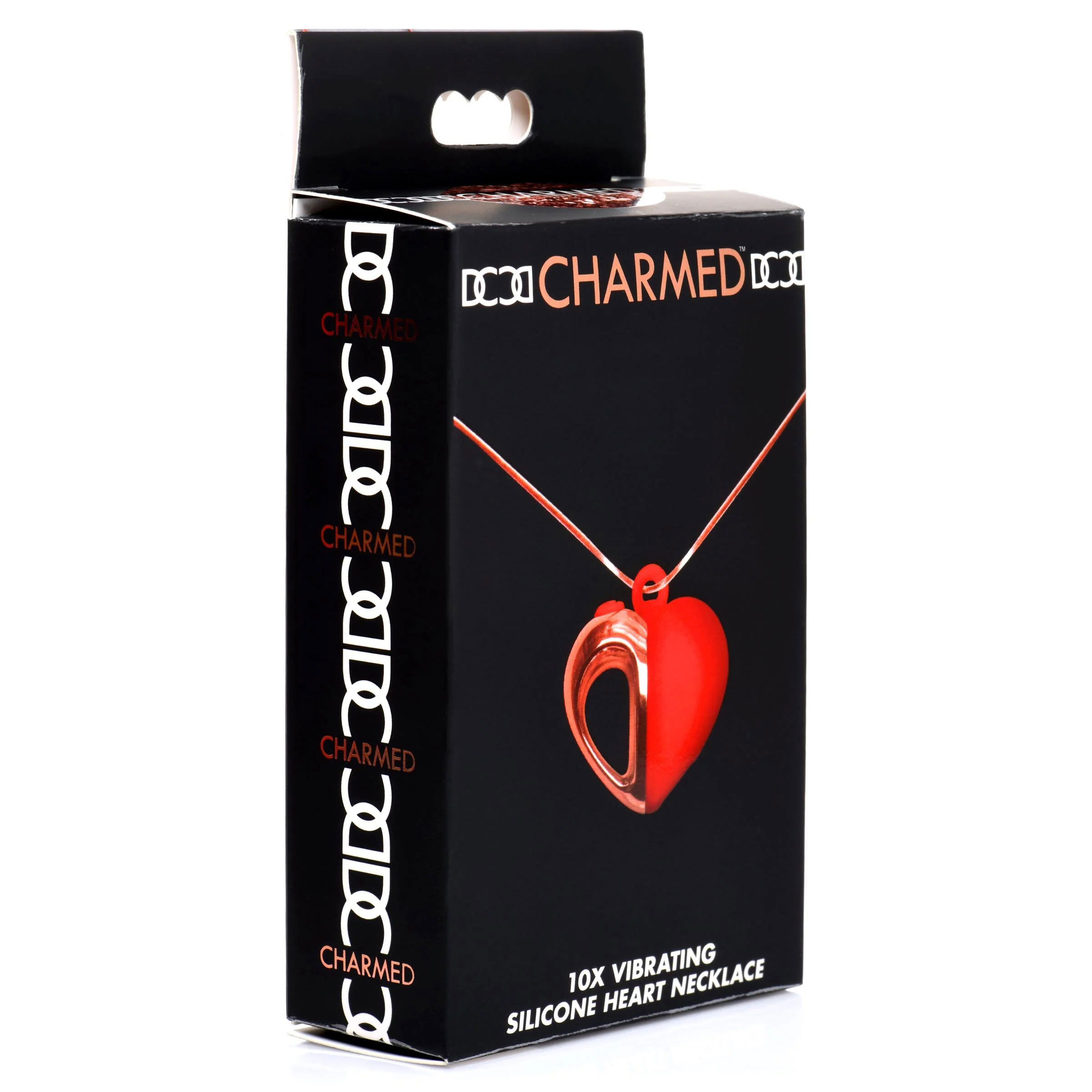 x vibrating silicone heart necklace rose gold red 