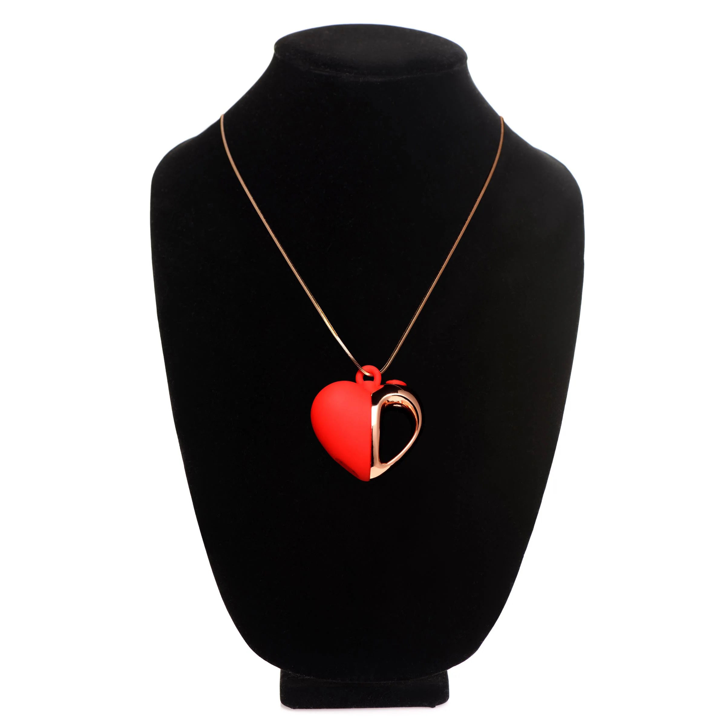 x vibrating silicone heart necklace rose gold red 