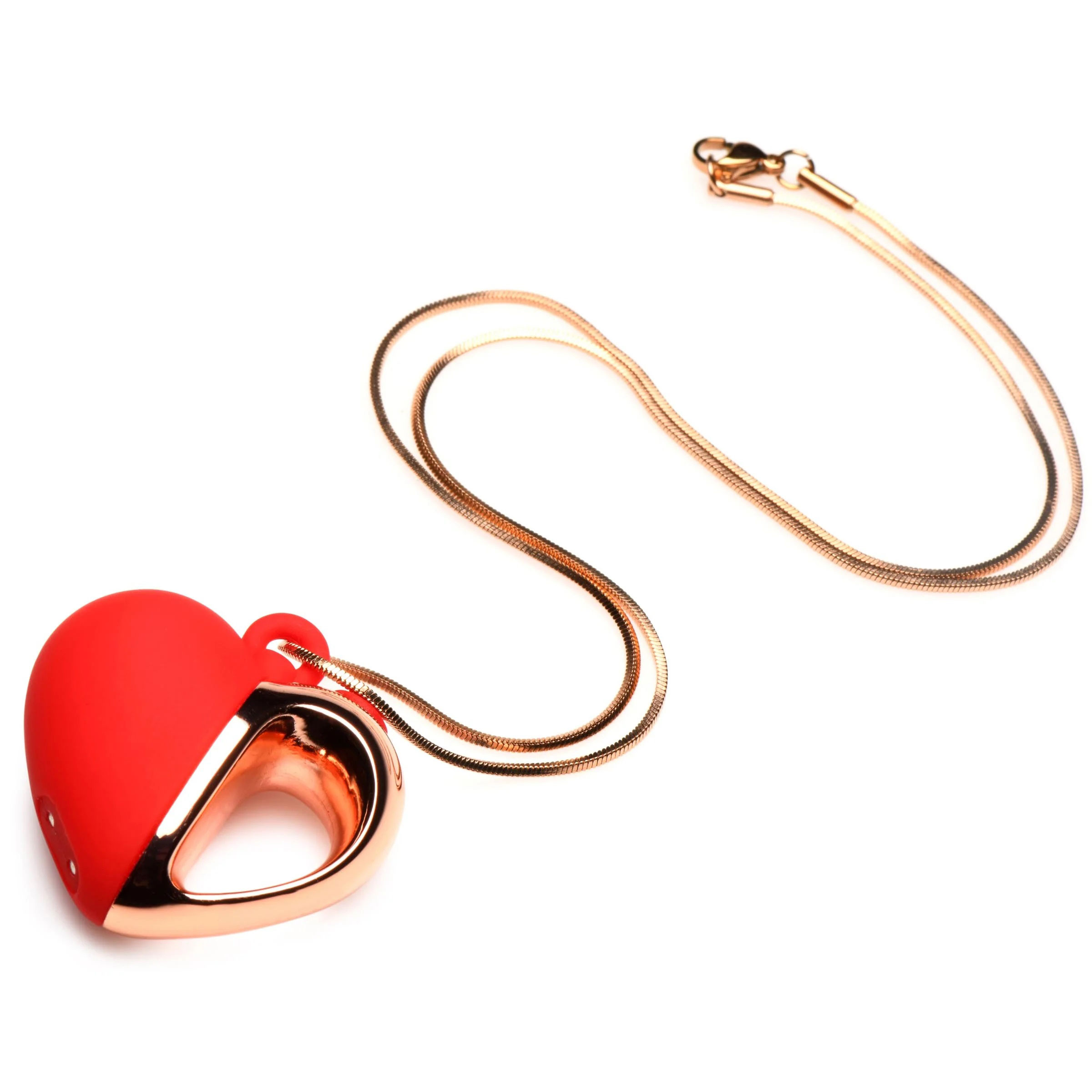 x vibrating silicone heart necklace rose gold red 