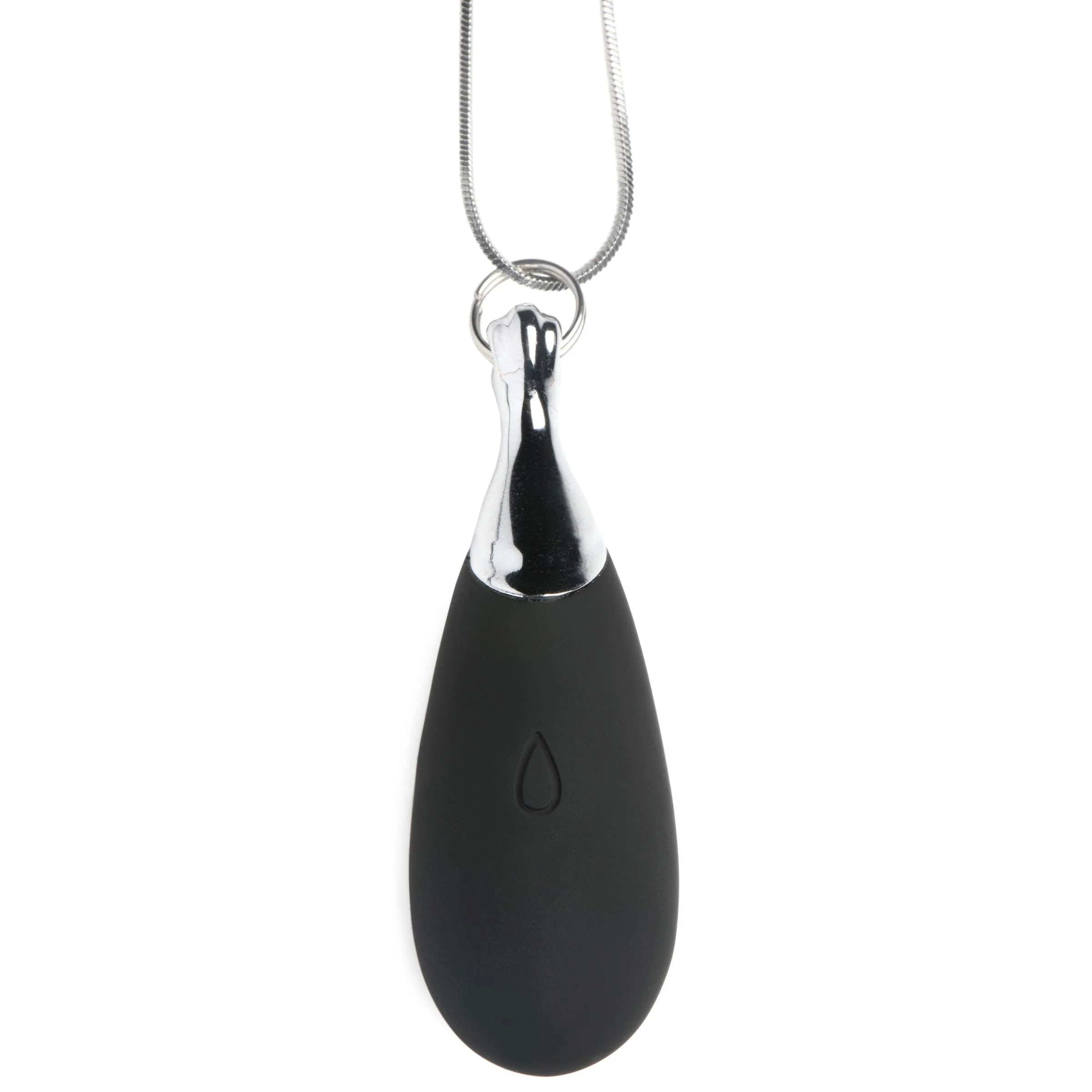 x vibrating silicone teardrop necklace black 