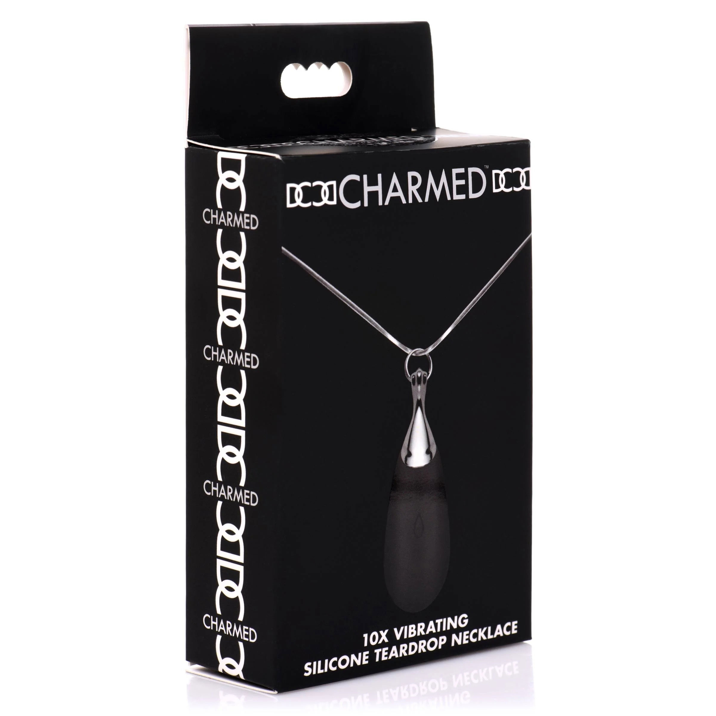 x vibrating silicone teardrop necklace black 