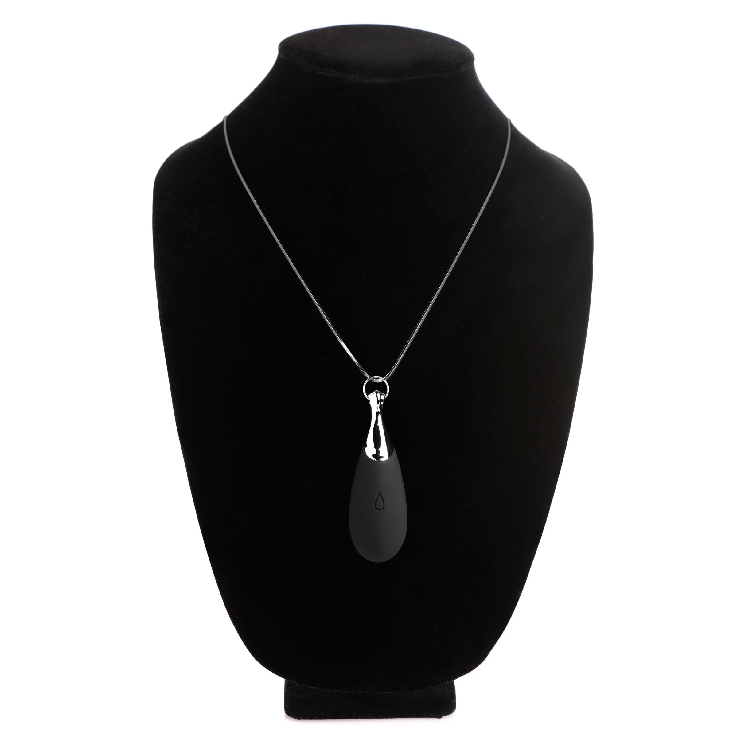 x vibrating silicone teardrop necklace black 