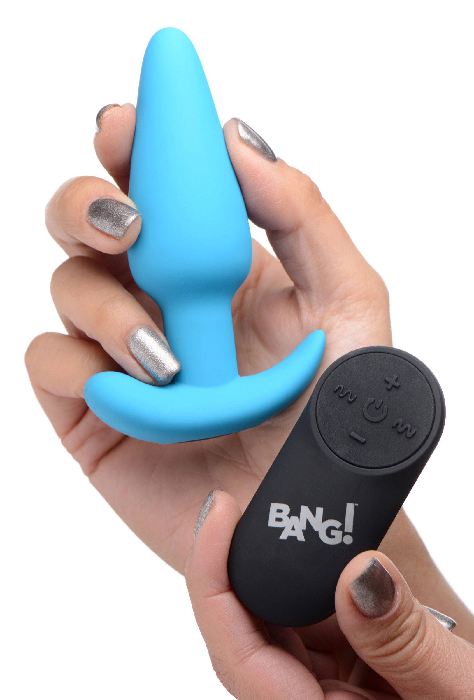 x silicone butt plug with remote blue 