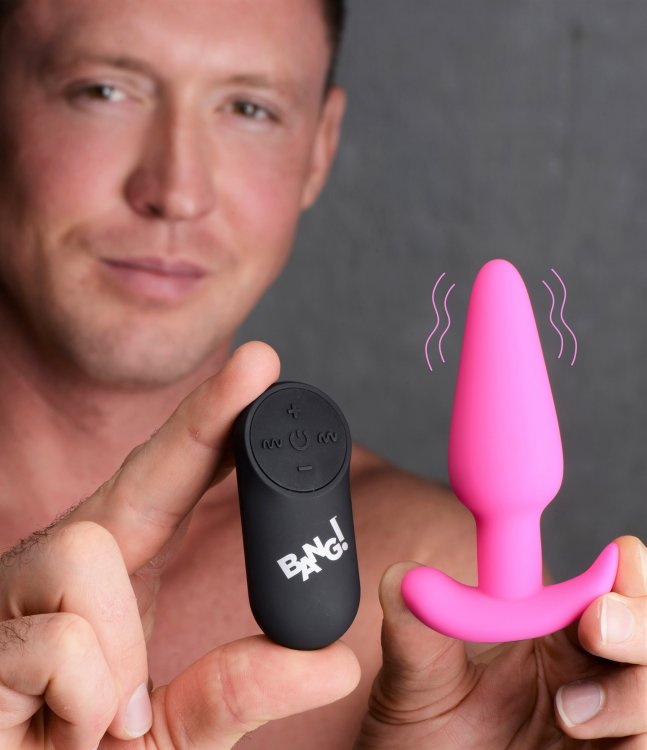 x silicone butt plug with remote pink 