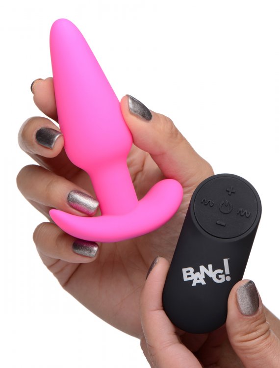 x silicone butt plug with remote pink 