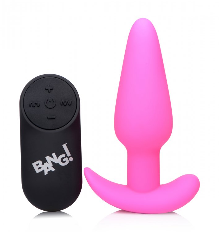 x silicone butt plug with remote pink 