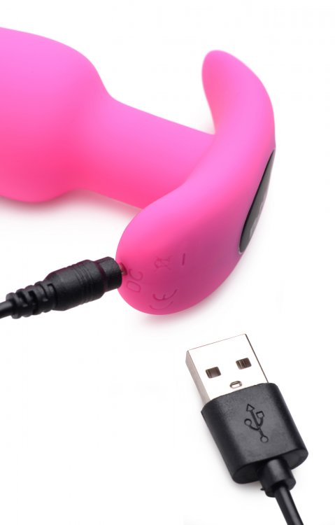 x silicone butt plug with remote pink 