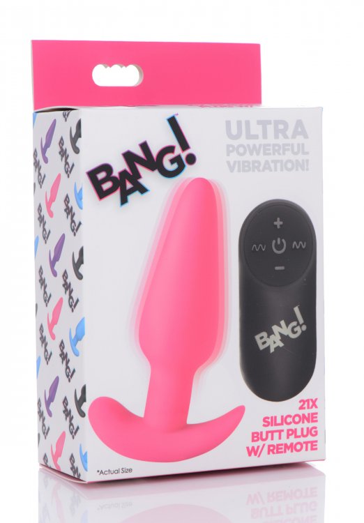 x silicone butt plug with remote pink 