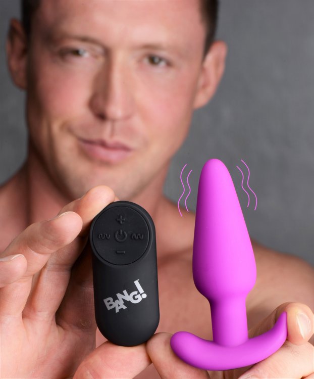 x silicone butt plug with remote purple 