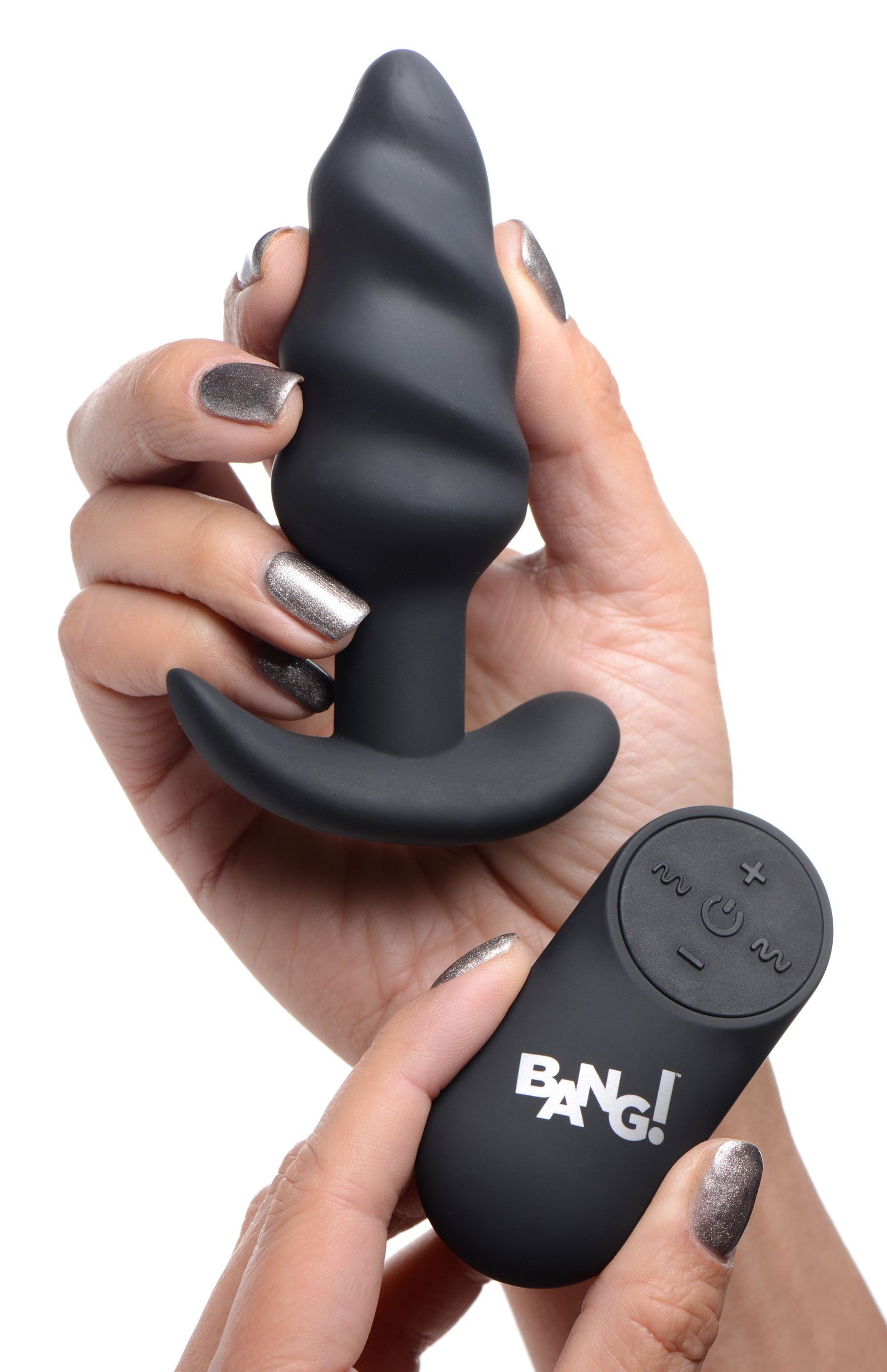 x silicone swirl plug with remote  black 