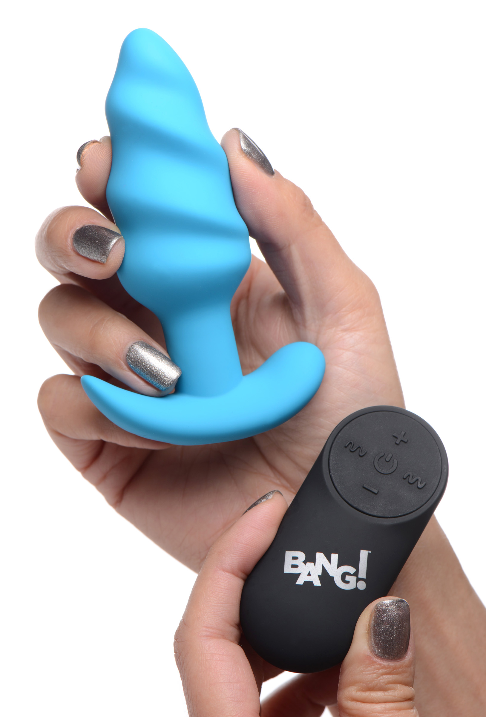 x silicone swirl plug with remote blue 