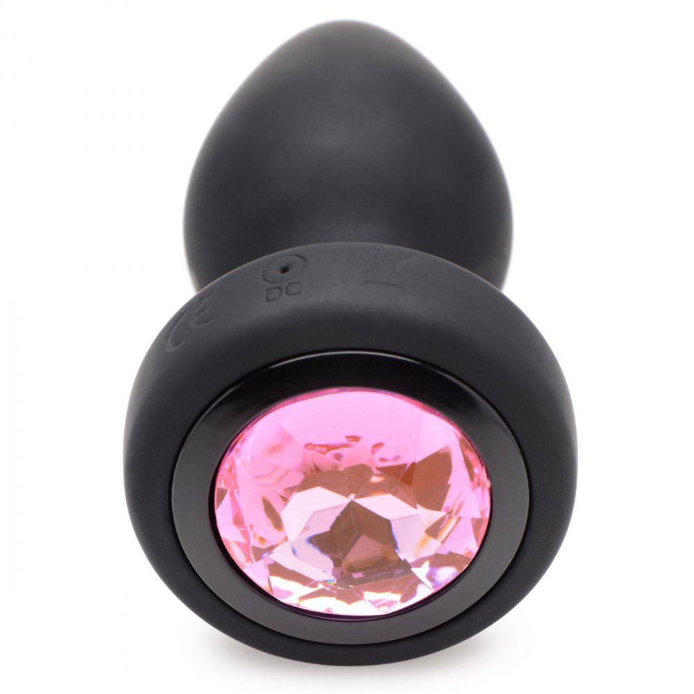 x silicone vibrating pink gem anal plug with  remote small 