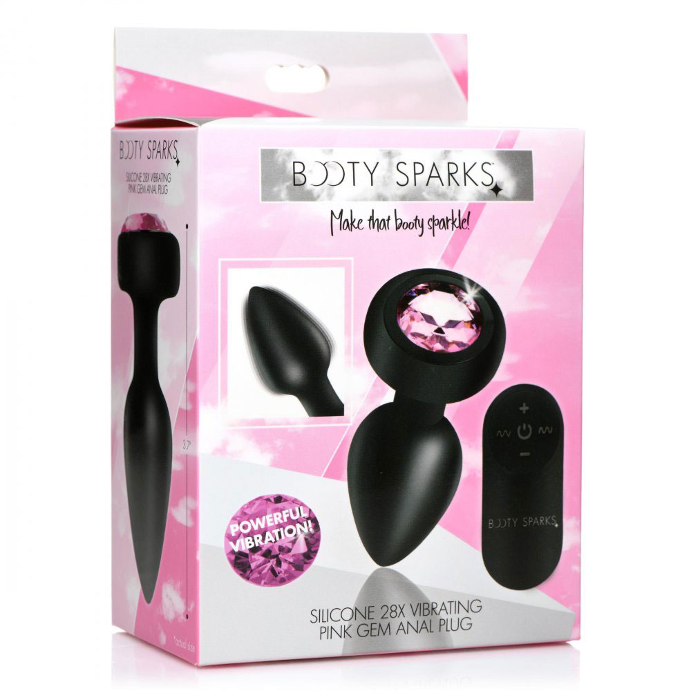 x silicone vibrating pink gem anal plug with  remote small 