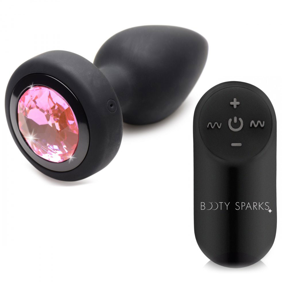 x silicone vibrating pink gem anal plug with  remote small 