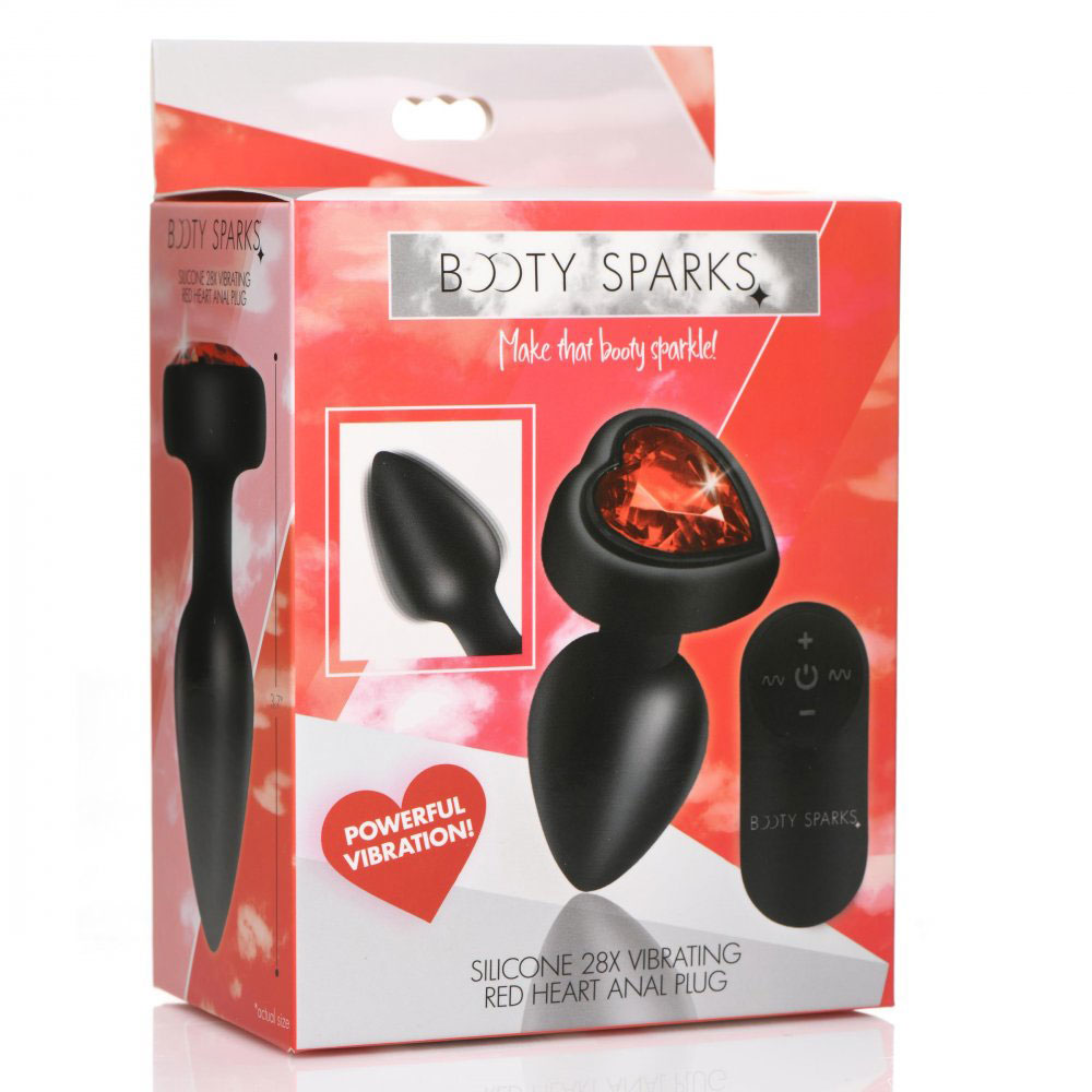 x silicone vibrating red heart anal plug with  remote small 