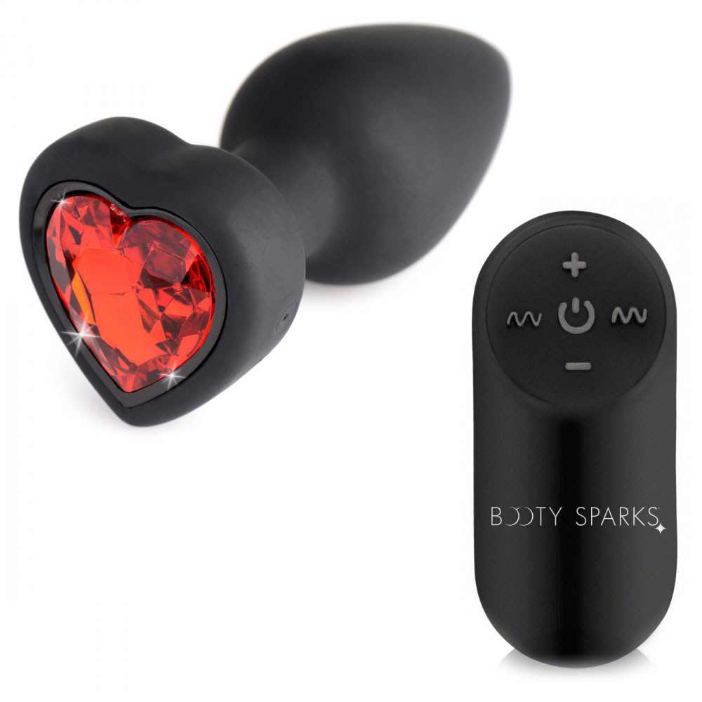 x silicone vibrating red heart anal plug with  remote small 