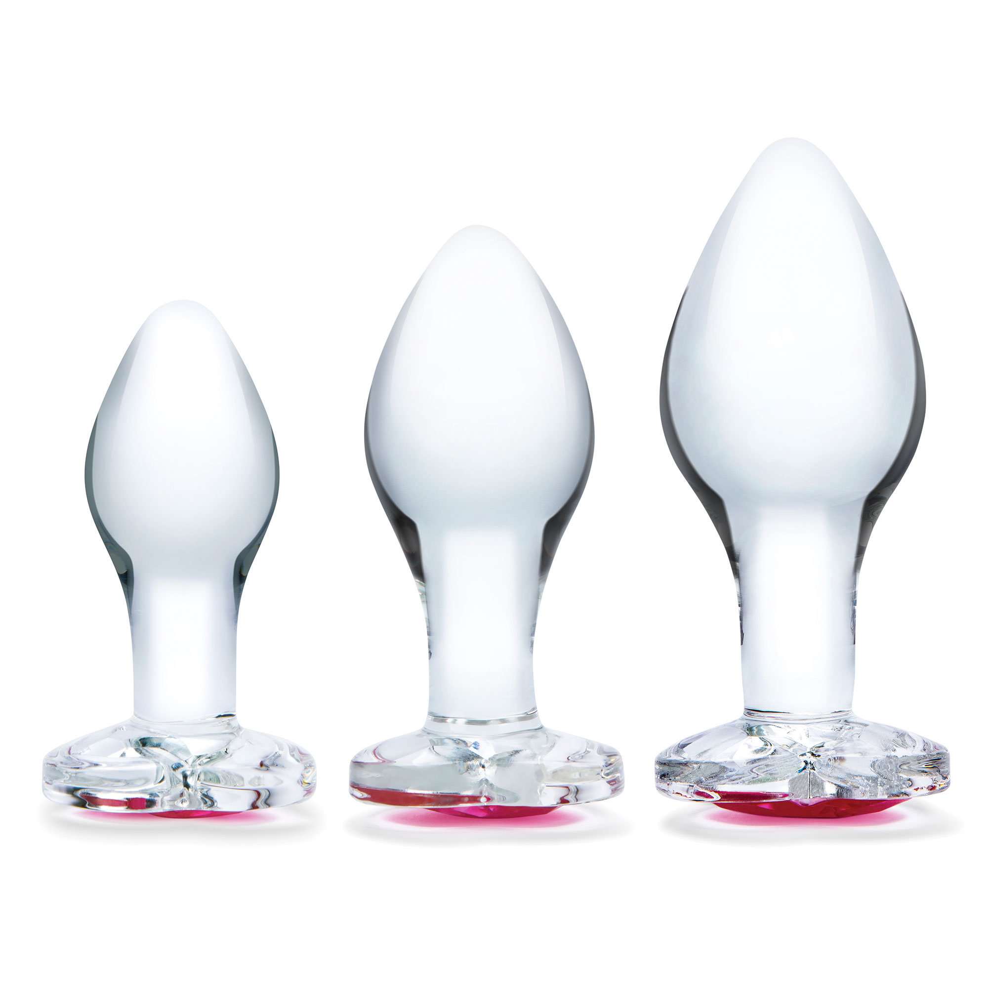 pc heart jewel glass anal training kit clearpink 