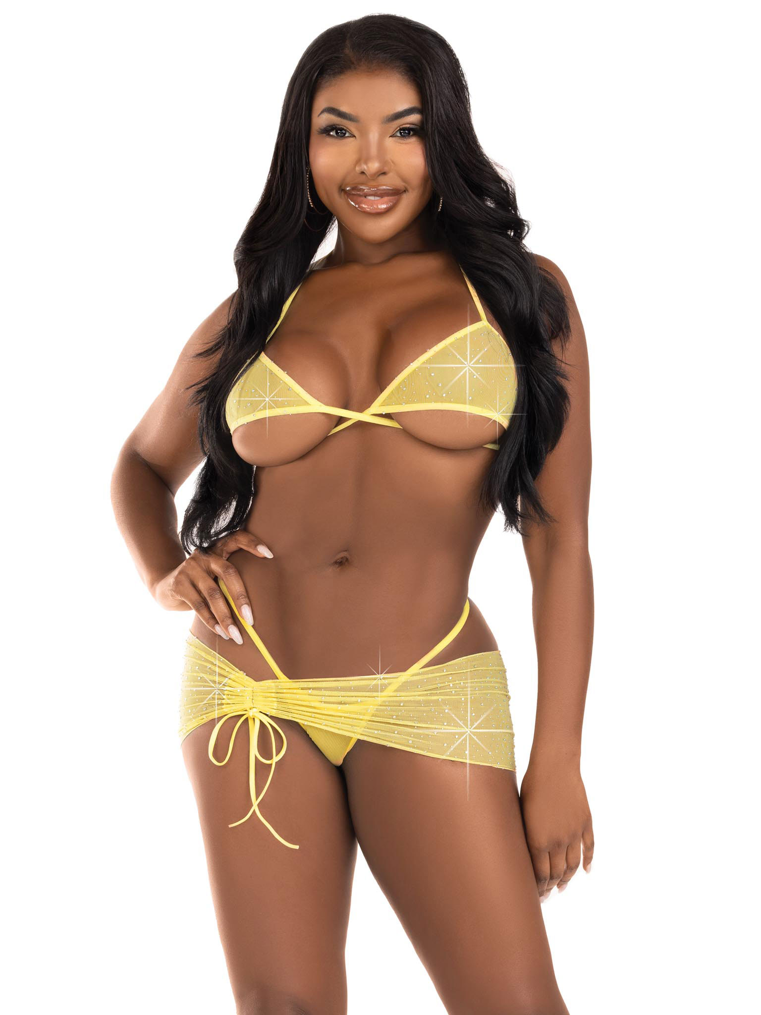 pc rhinestone mesh set mediumlarge baby yellow 