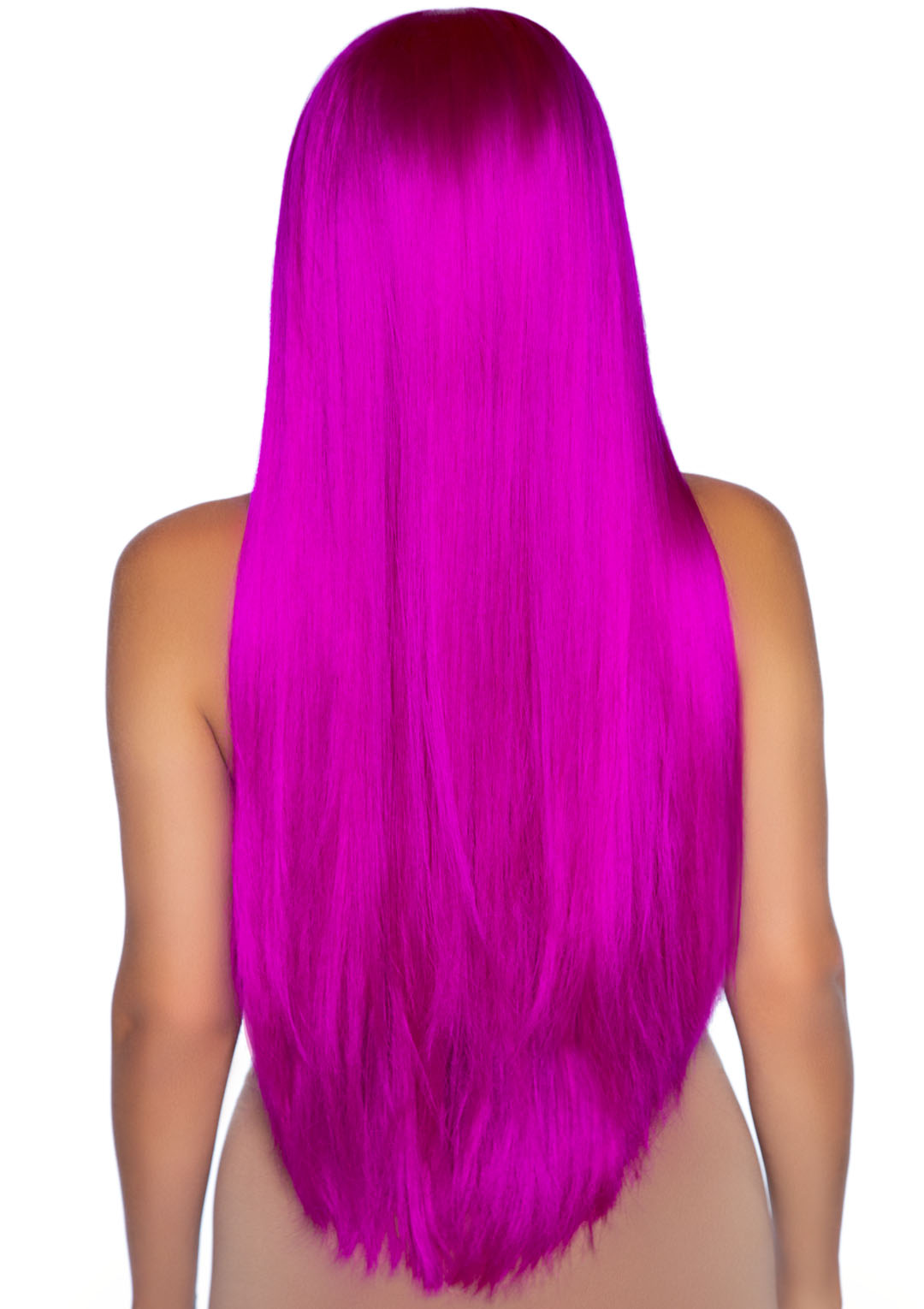 inch long straight center part wig raspberry 