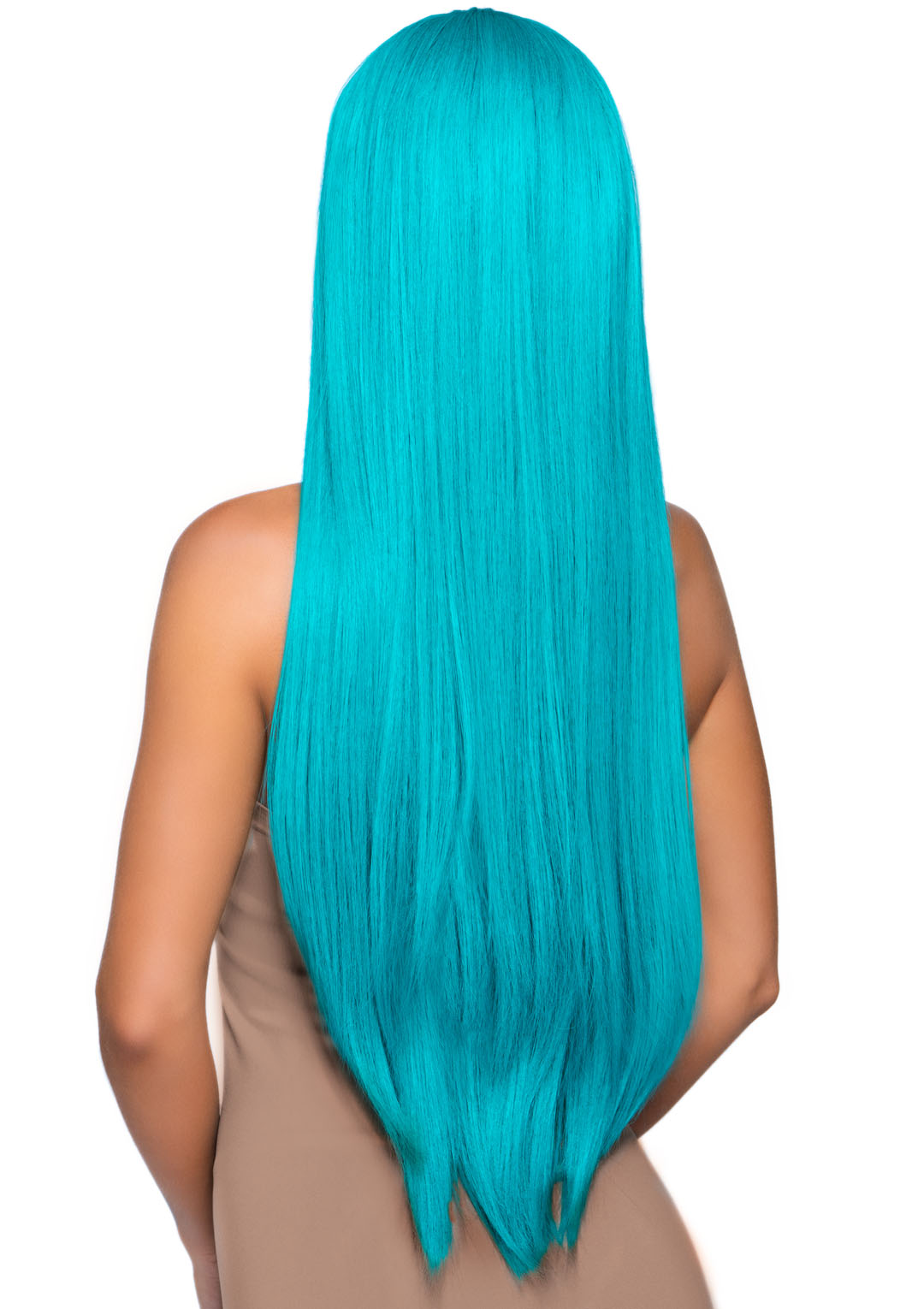 inch long straight center part wig turquoise 