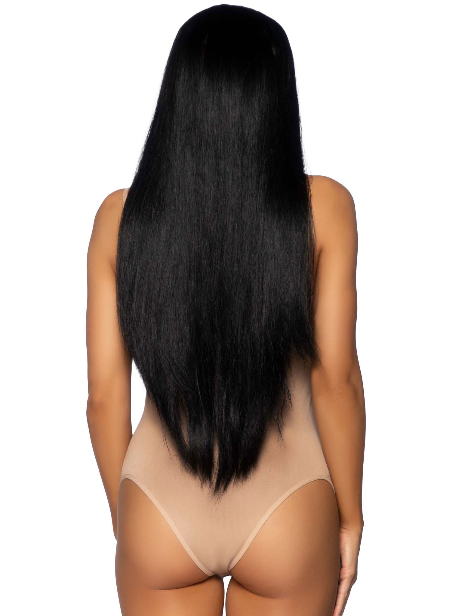 inch long straight wig black 