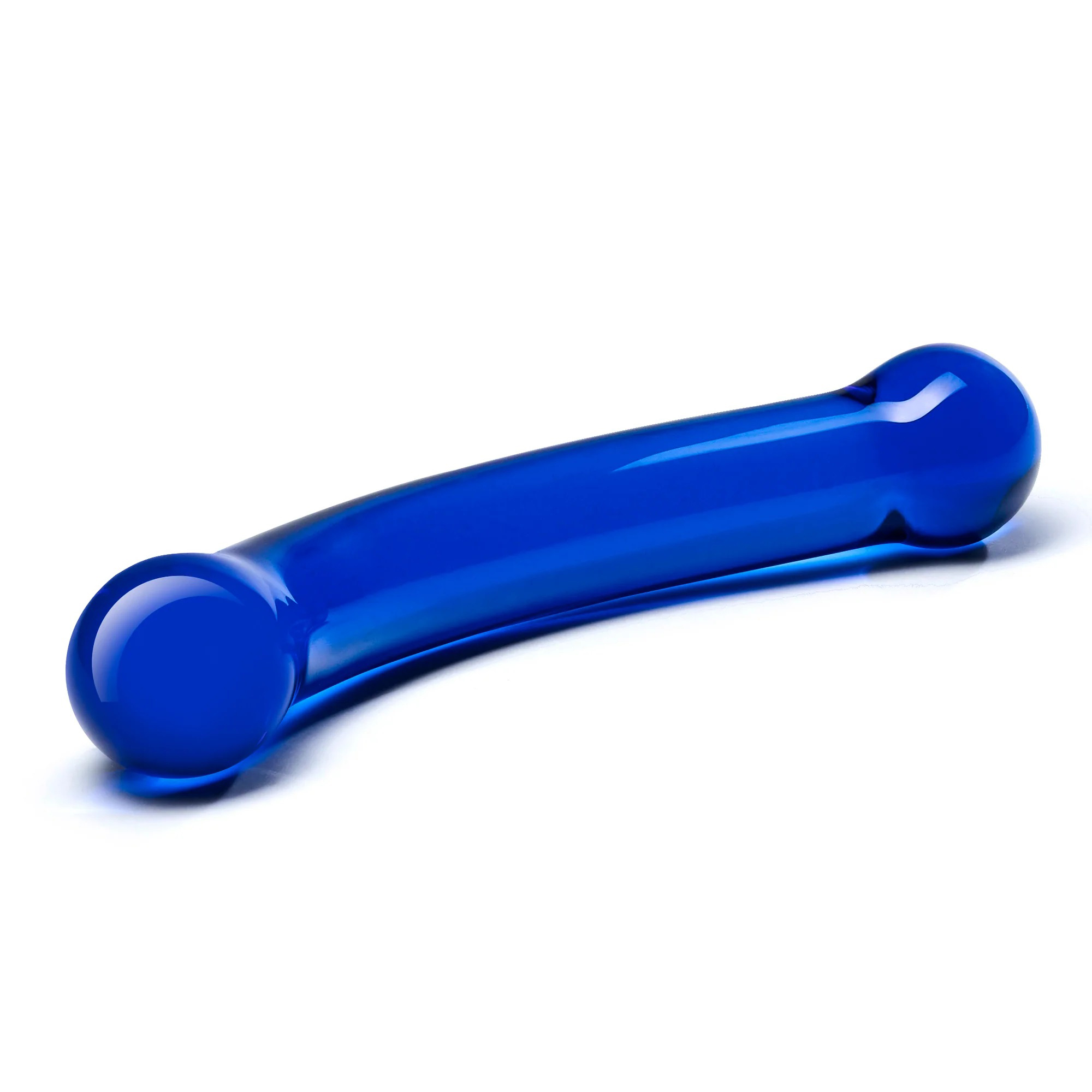 inch curved g spot blue glass dildo 