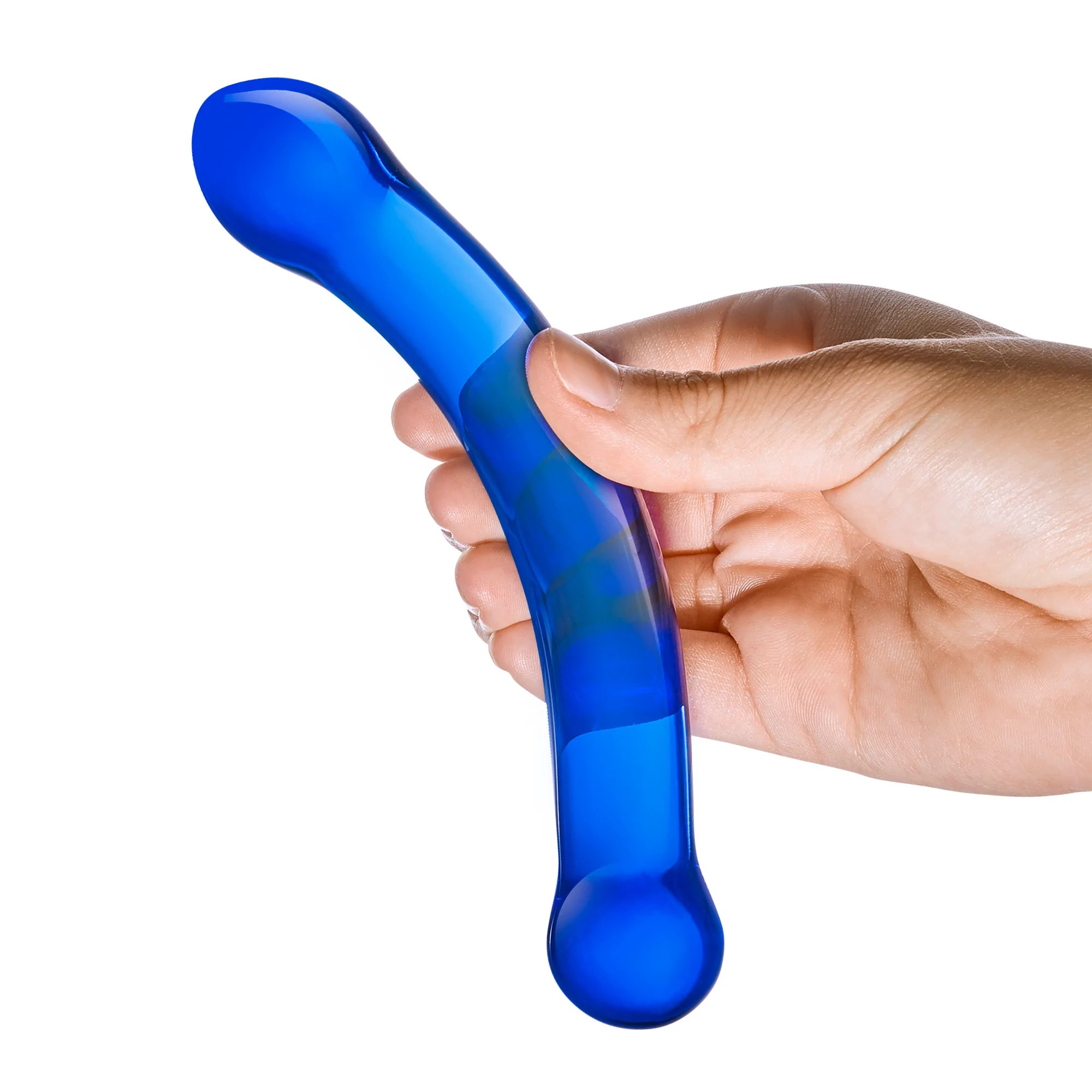 inch curved g spot blue glass dildo 