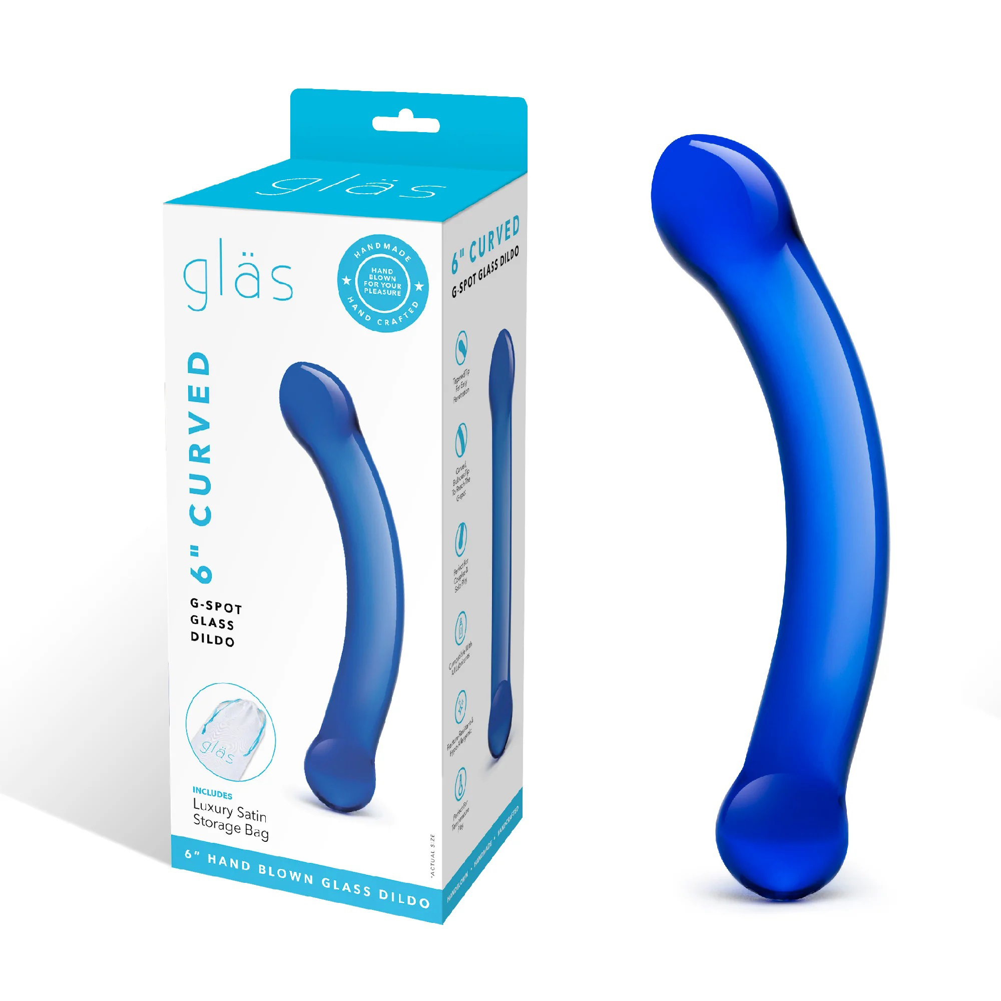 inch curved g spot blue glass dildo 