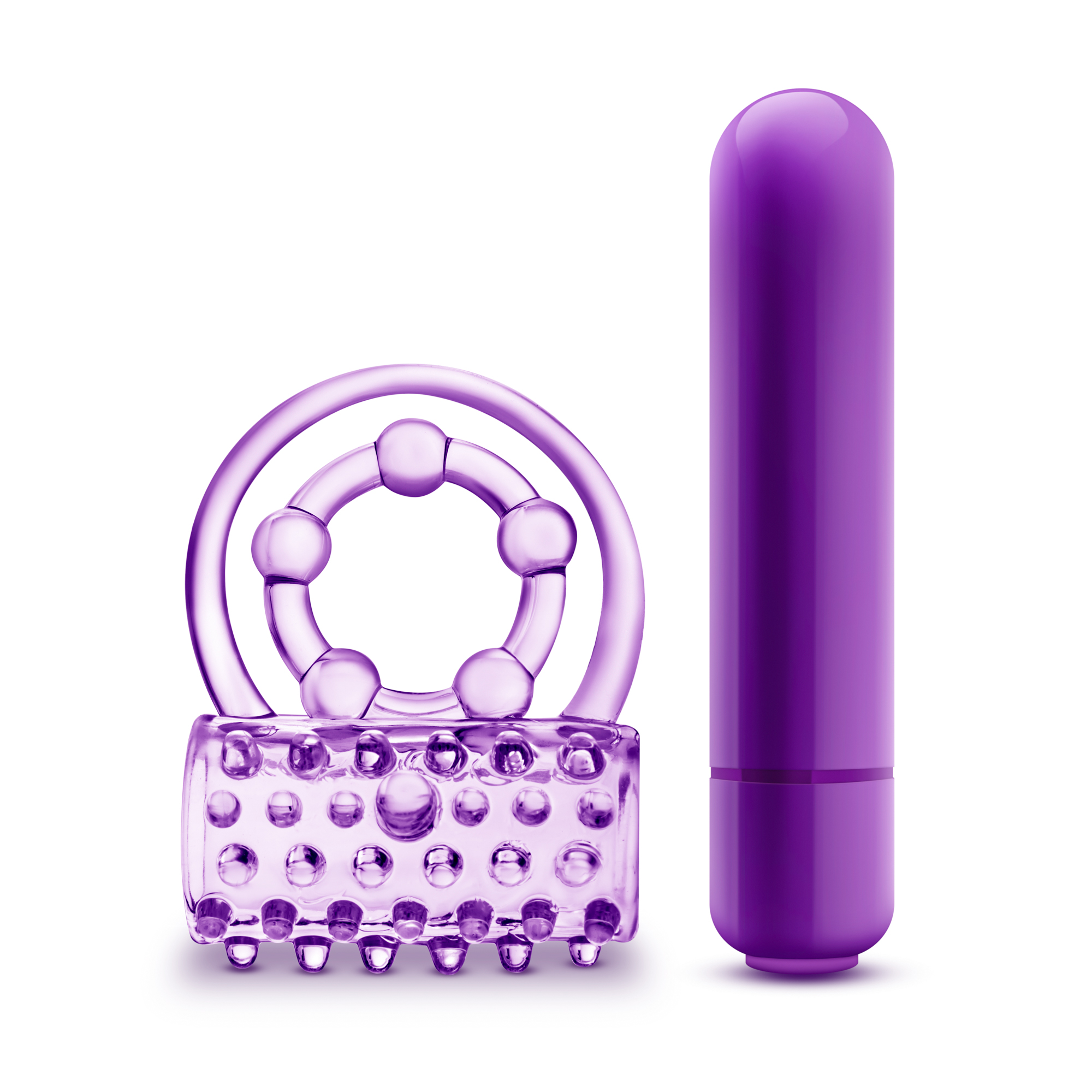 Play With Me the Player Vibrating Double Strap Ring Purple