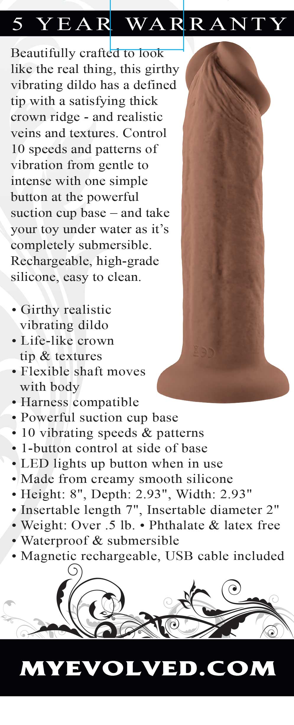 inch girthy vibrating dong dark 