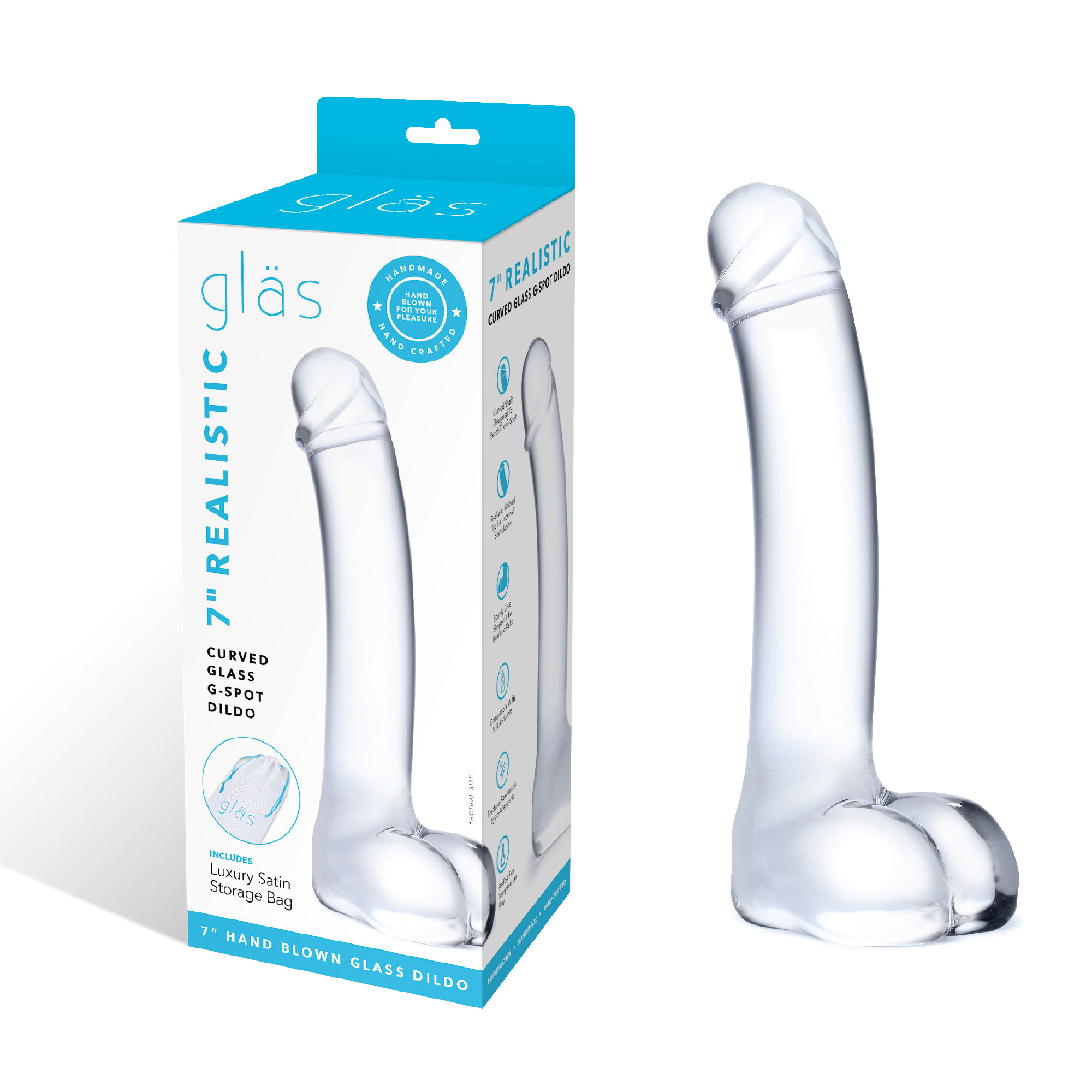 inch realistic curved glass g spot dildo clear 