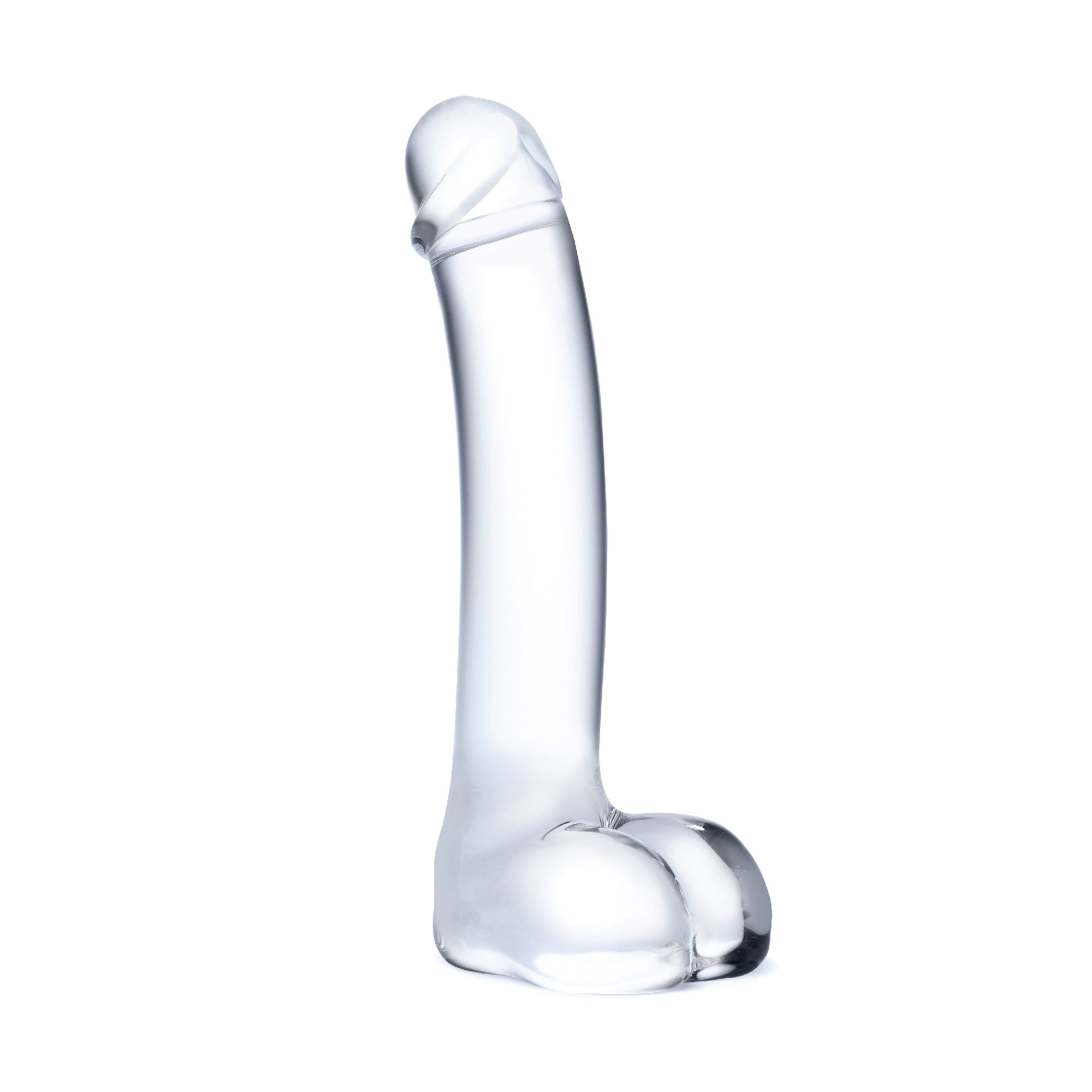 inch realistic curved glass g spot dildo clear 