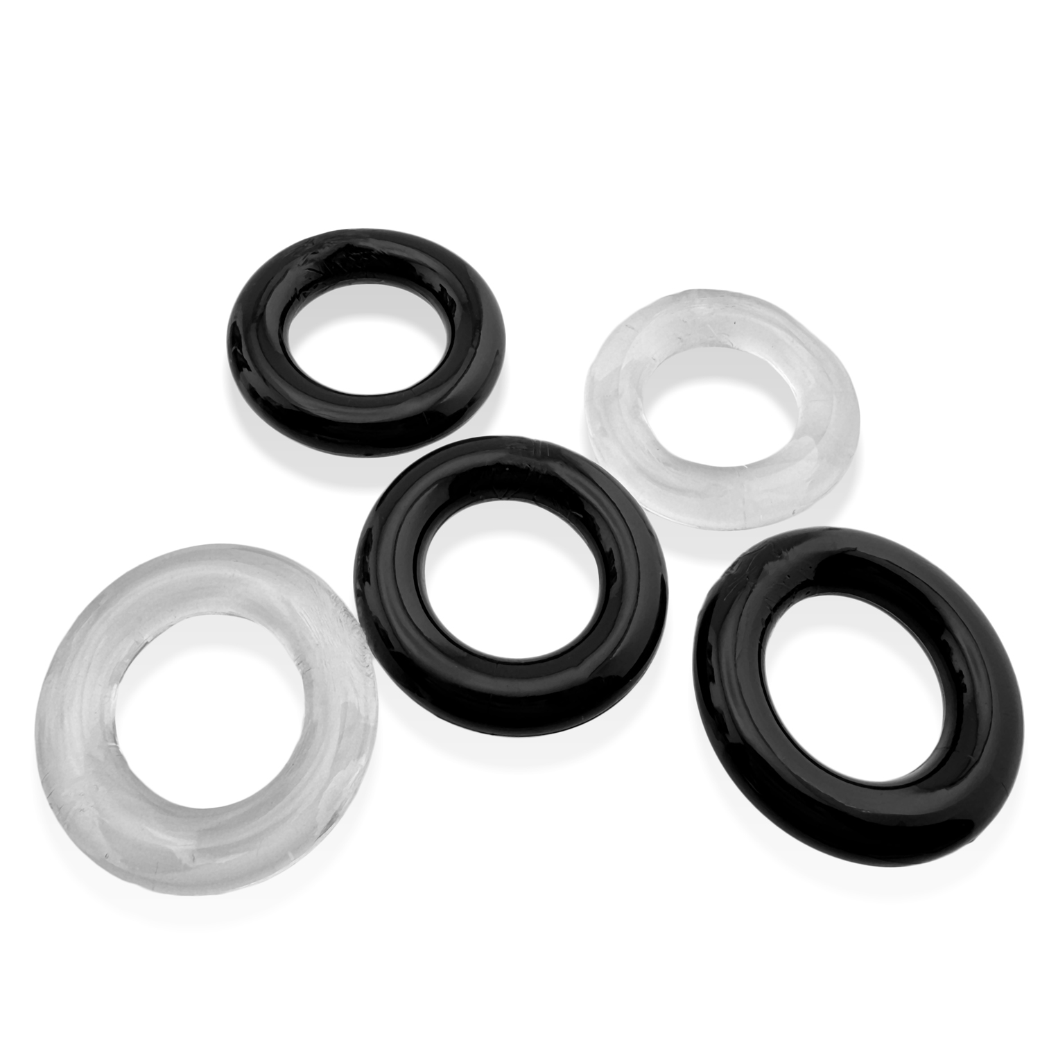 Jacker 5 Stack Five Pack Tube Super Strong Cockrings Clear Black