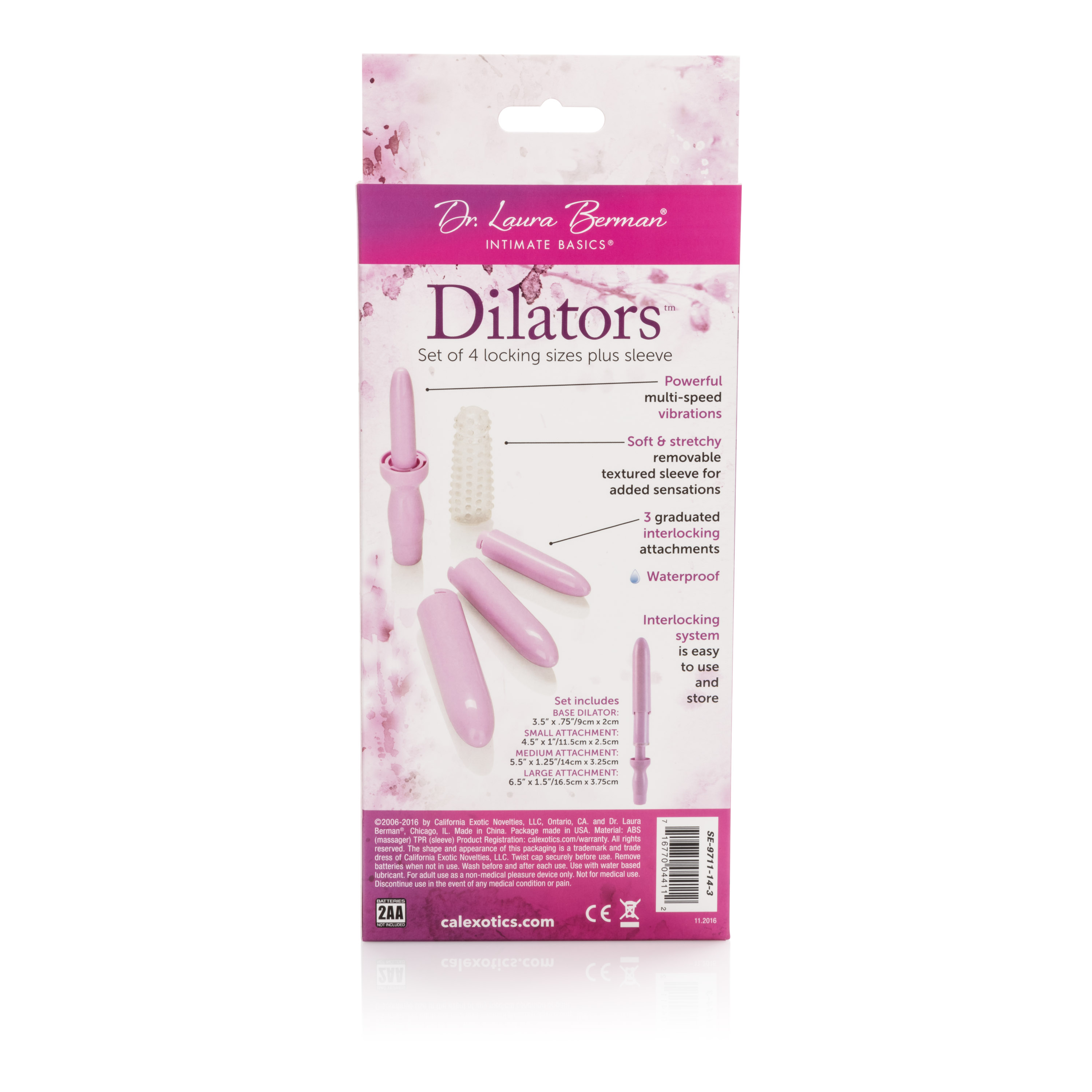 Dr Laura Bernam Dilators Set of 4 Locking Sizes Plus Sleeve Purple