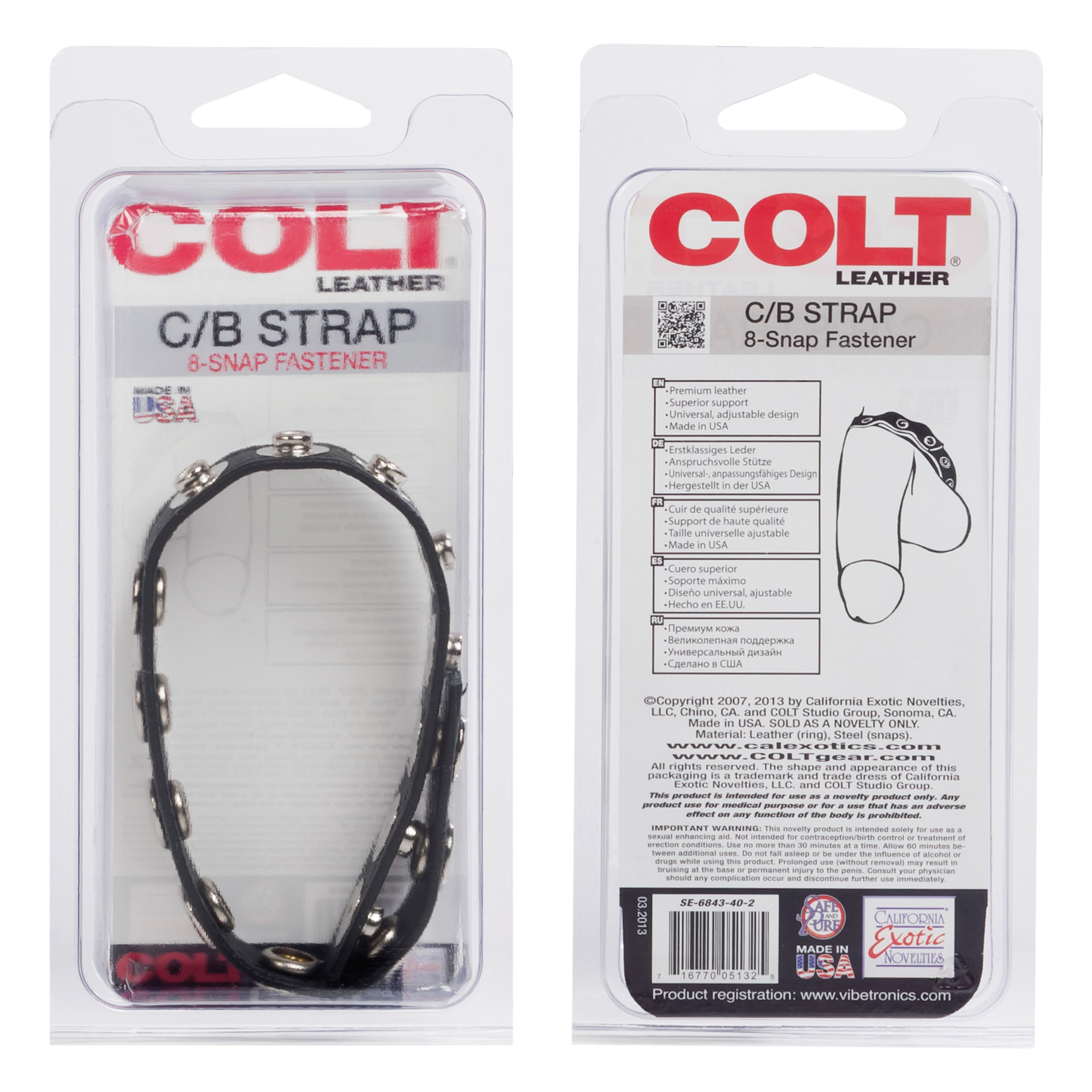 Colt 8 Snap Fastener Leather Strap Black