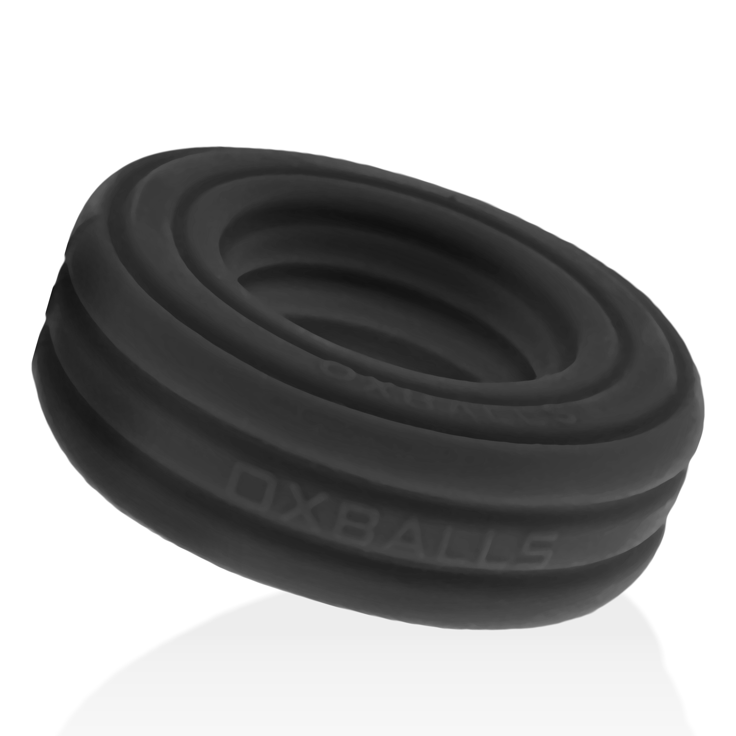 Roto Grooved Gripper Ribbed Cockring Black Fog