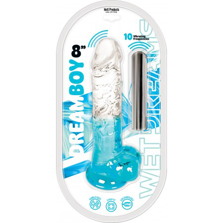 Dream Boy 8 Jelly Vibrator Wet Dreams Clear Aqua