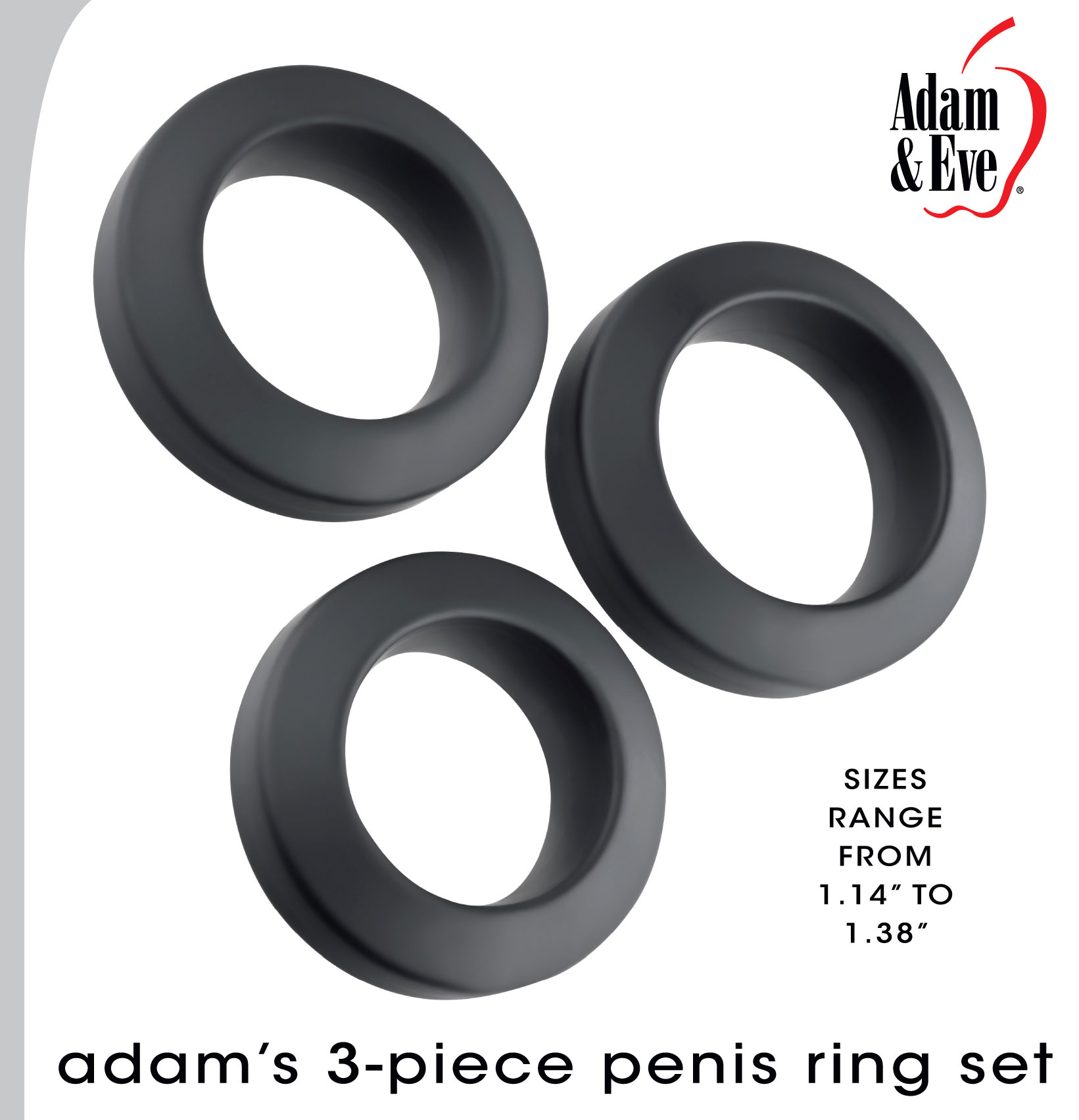 adams  piece penis ring set black 