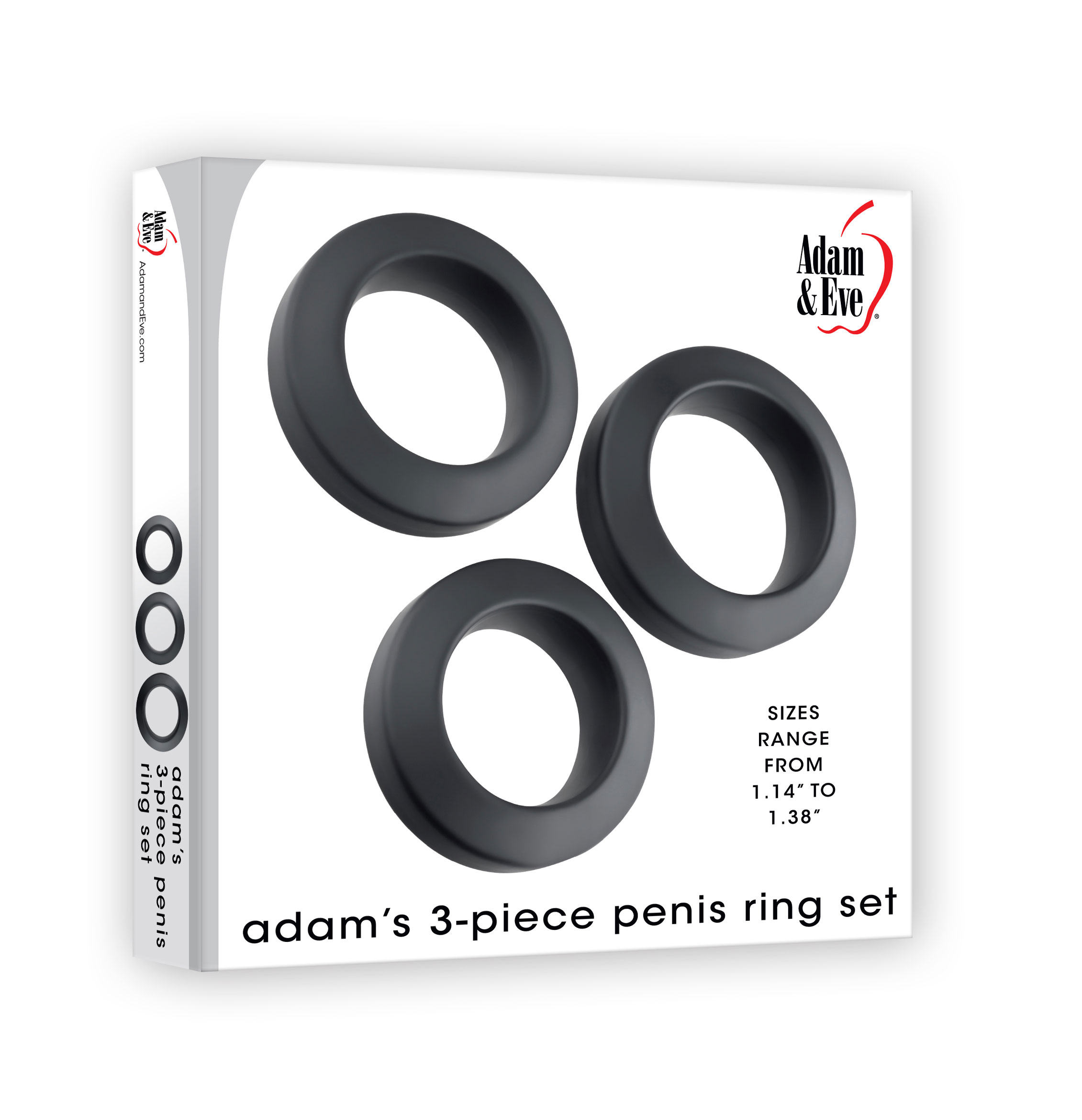 adams  piece penis ring set black 