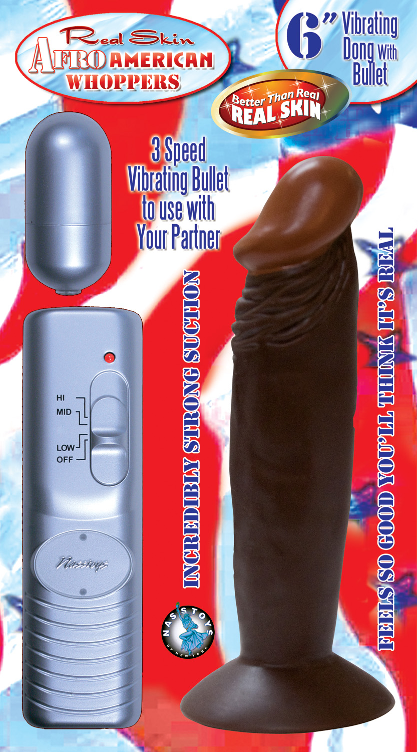 afro american whoppers  inch vibrating dong with bullet brown 